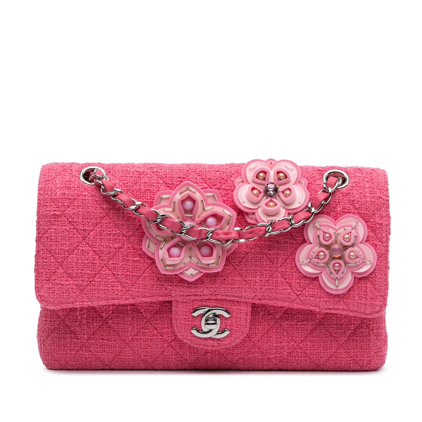 Chanel Classic Tweed Flower Double Flap Handbag