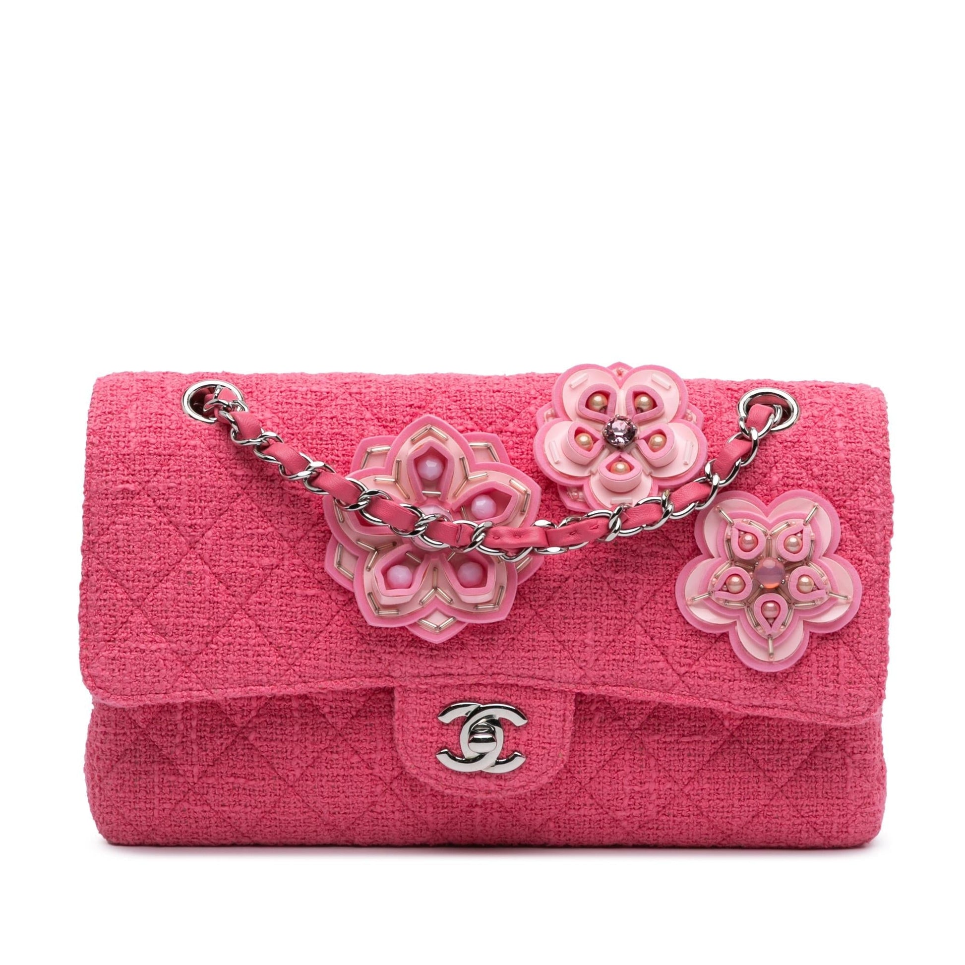 Chanel Classic Tweed Flower Double Flap Handbag