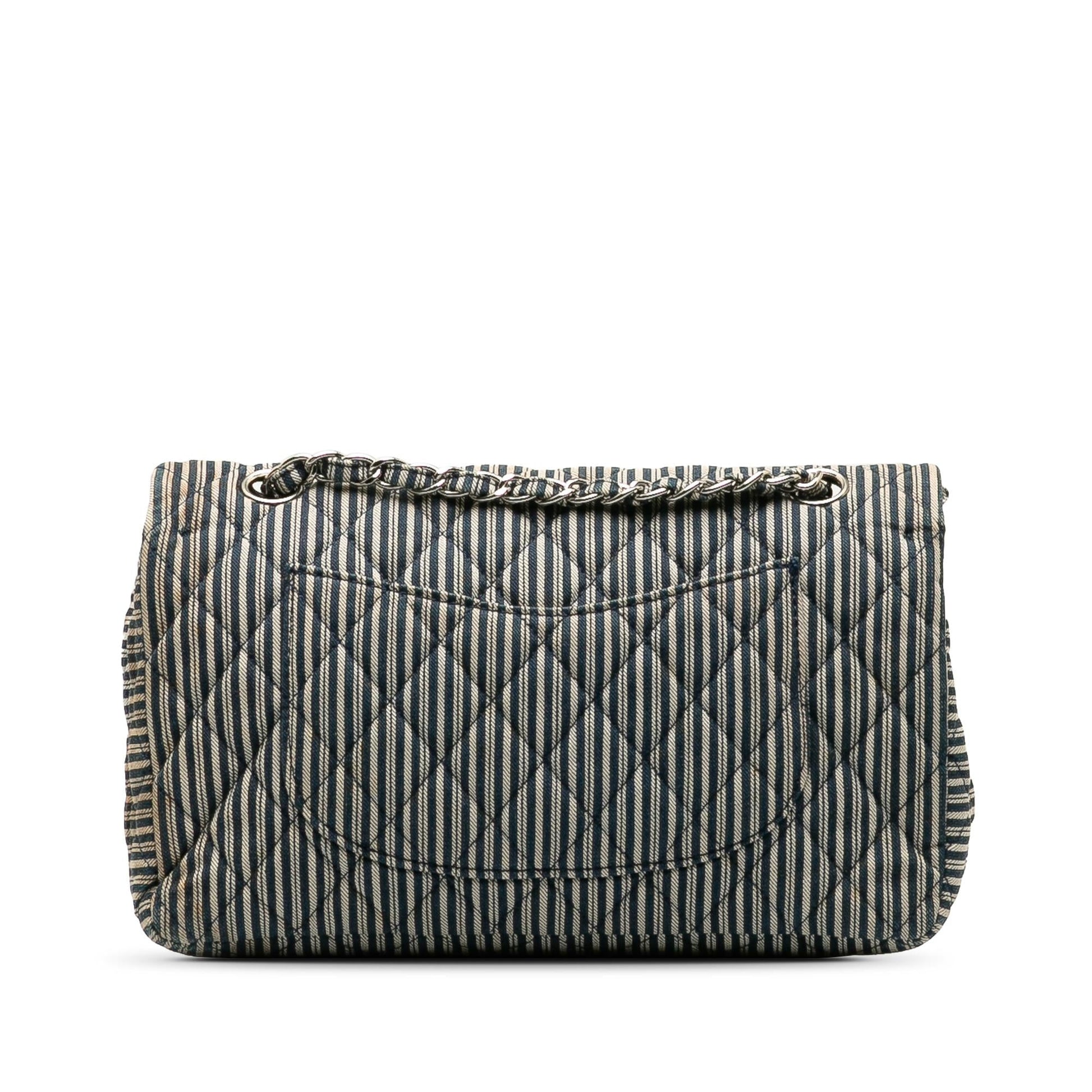 Chanel Cotton Striped Double Flap Handbag