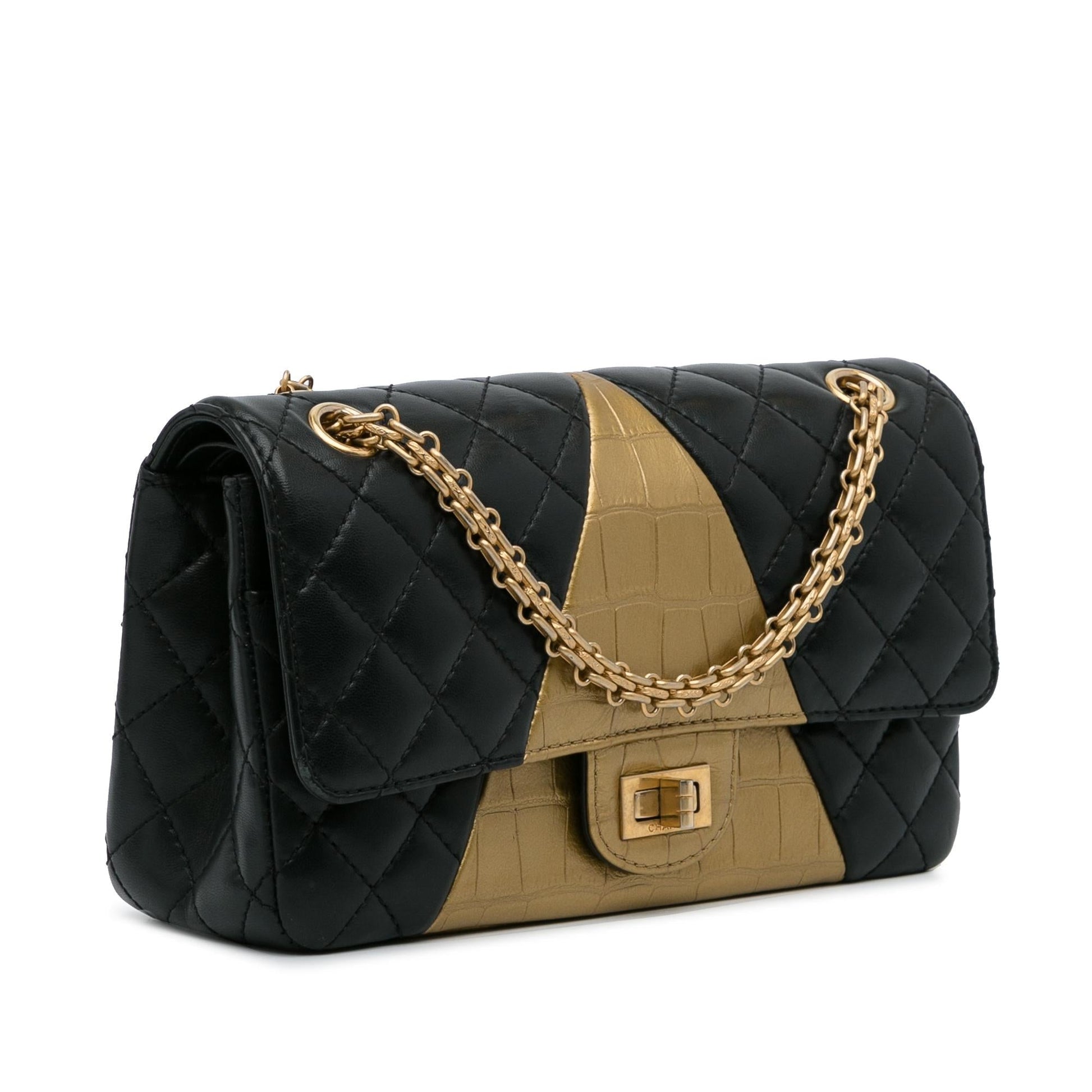 Chanel Croc Embossed Lambskin 2.55 Reissue Double Shoulder Bag Bag 2
