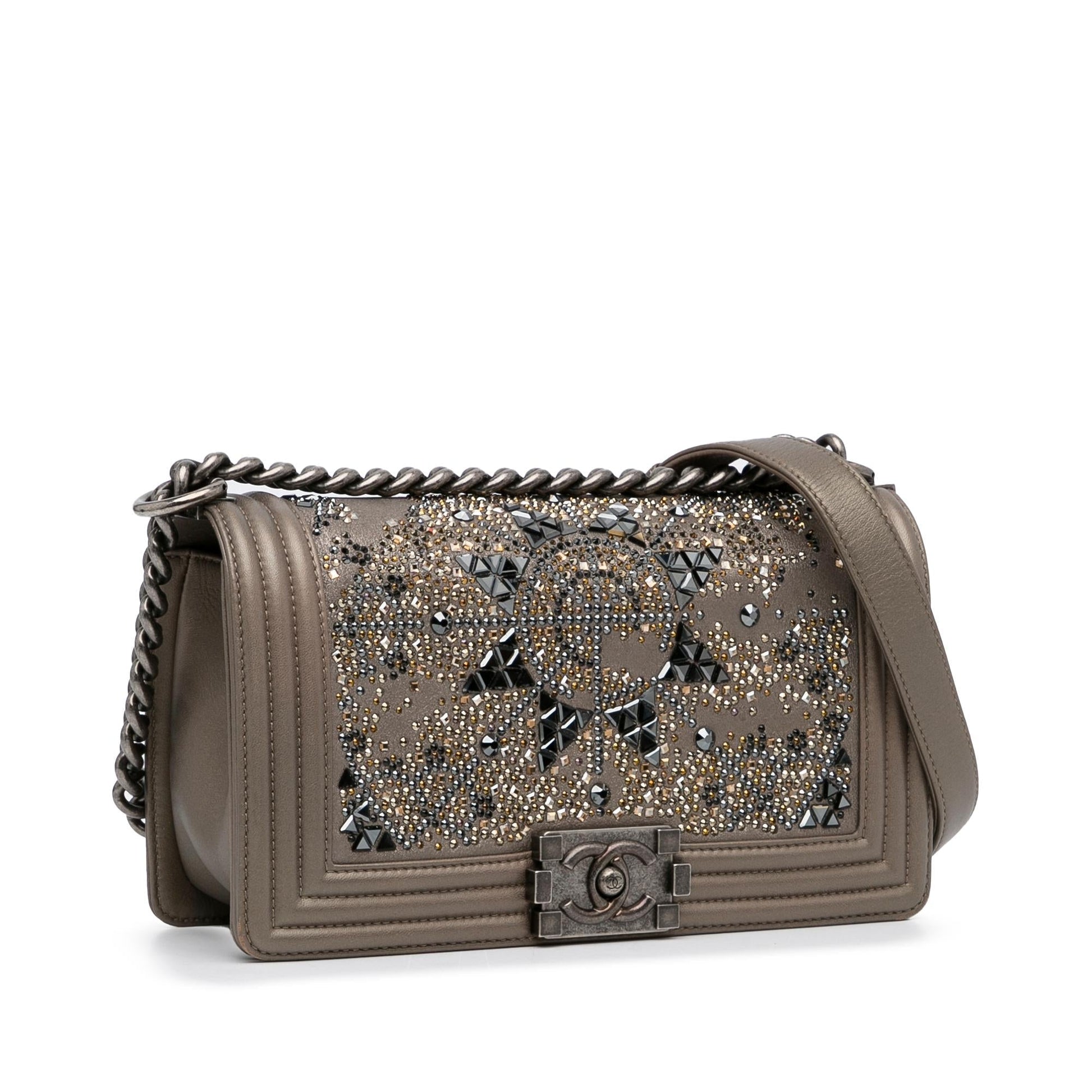 Chanel Crystal Embellished Goatskin Boy Handbag