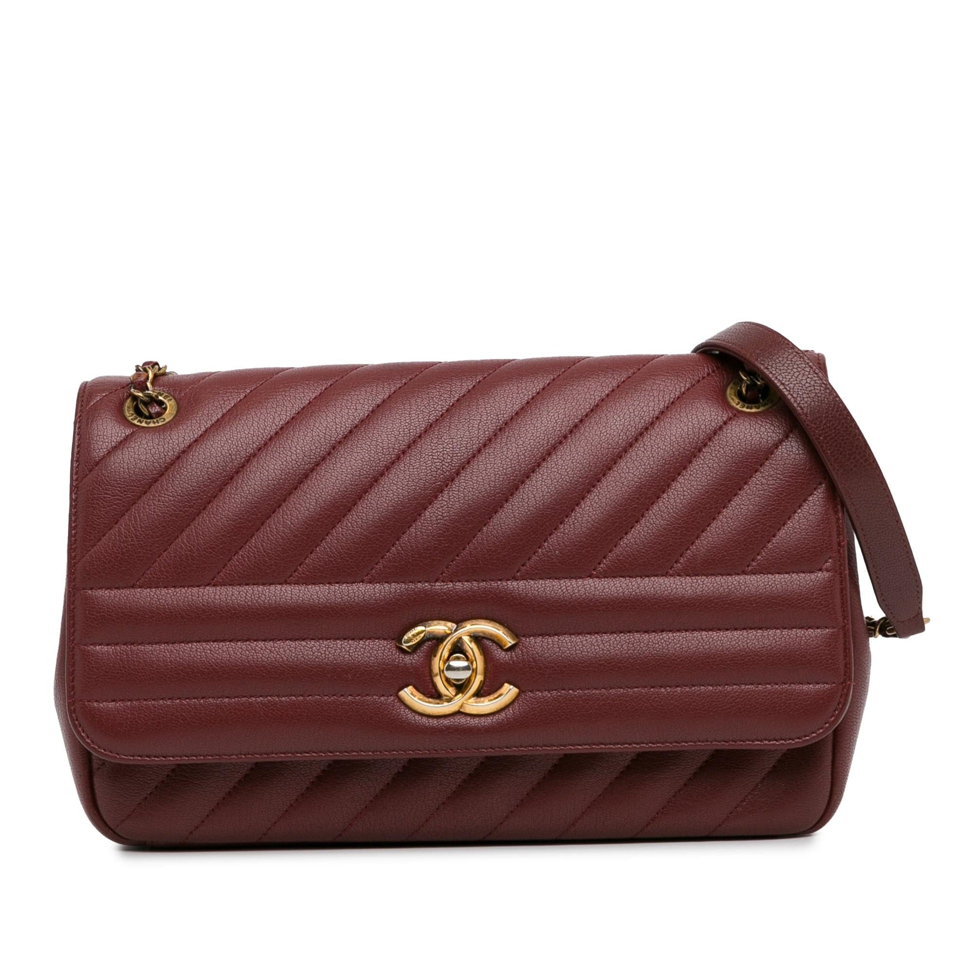 Chanel Diagonal Quilted Goatskin Flap SHG-HH5O86 Handbag