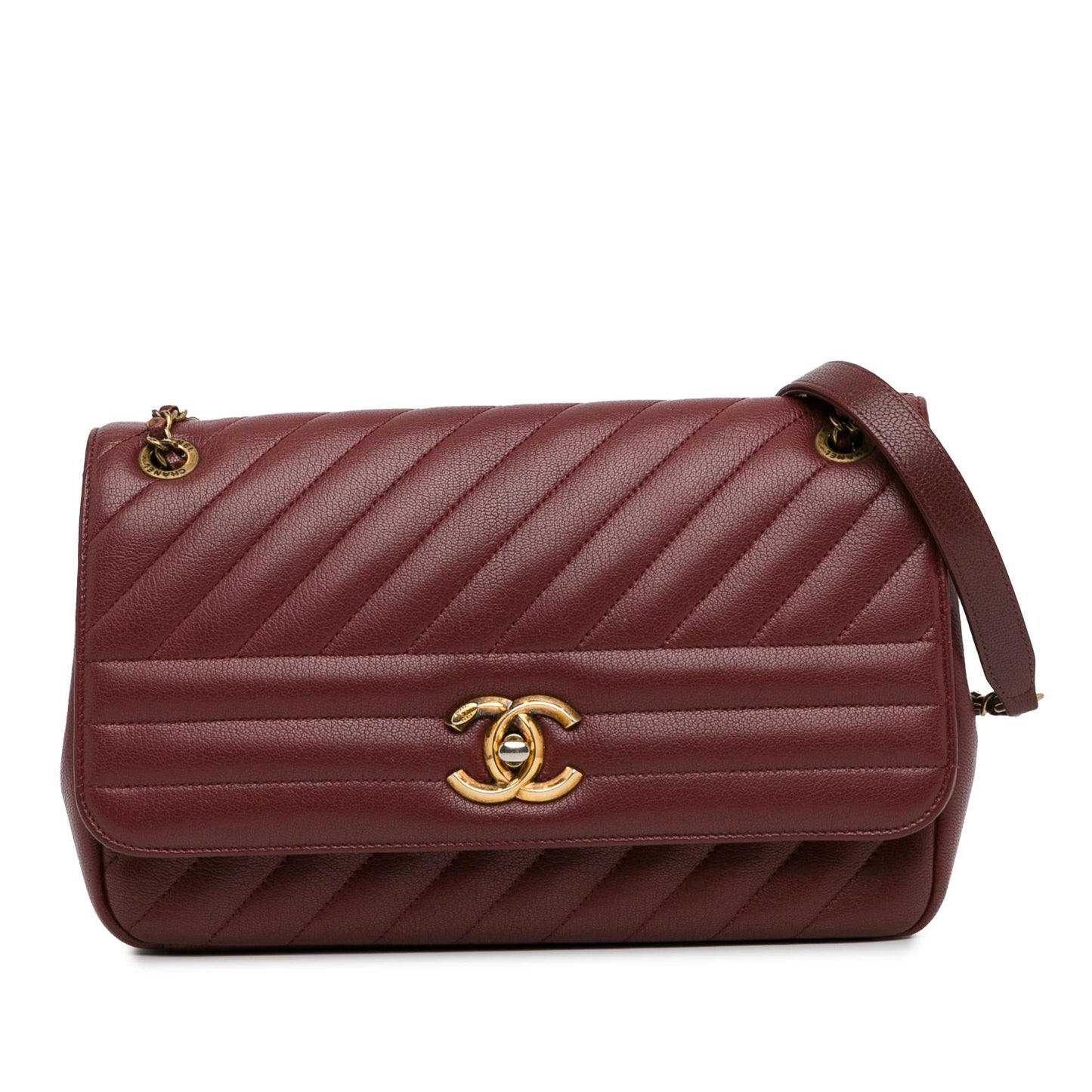Chanel Medium Diagonal Quilted Goatskin Flap (Shg-Hh5O86) Bag