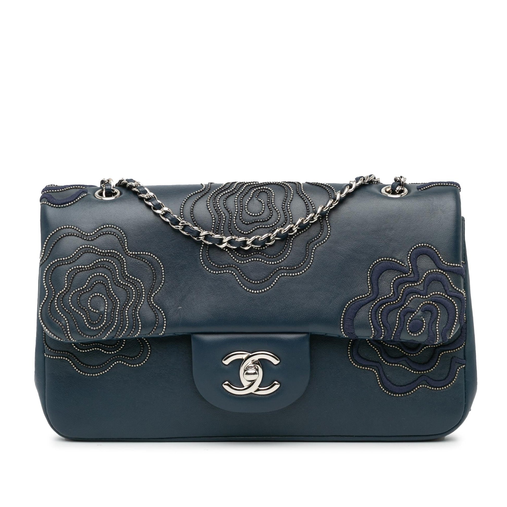 Chanel Embroidered Lambskin Camellia Follies Flap SHG-TIIm4n Handbag