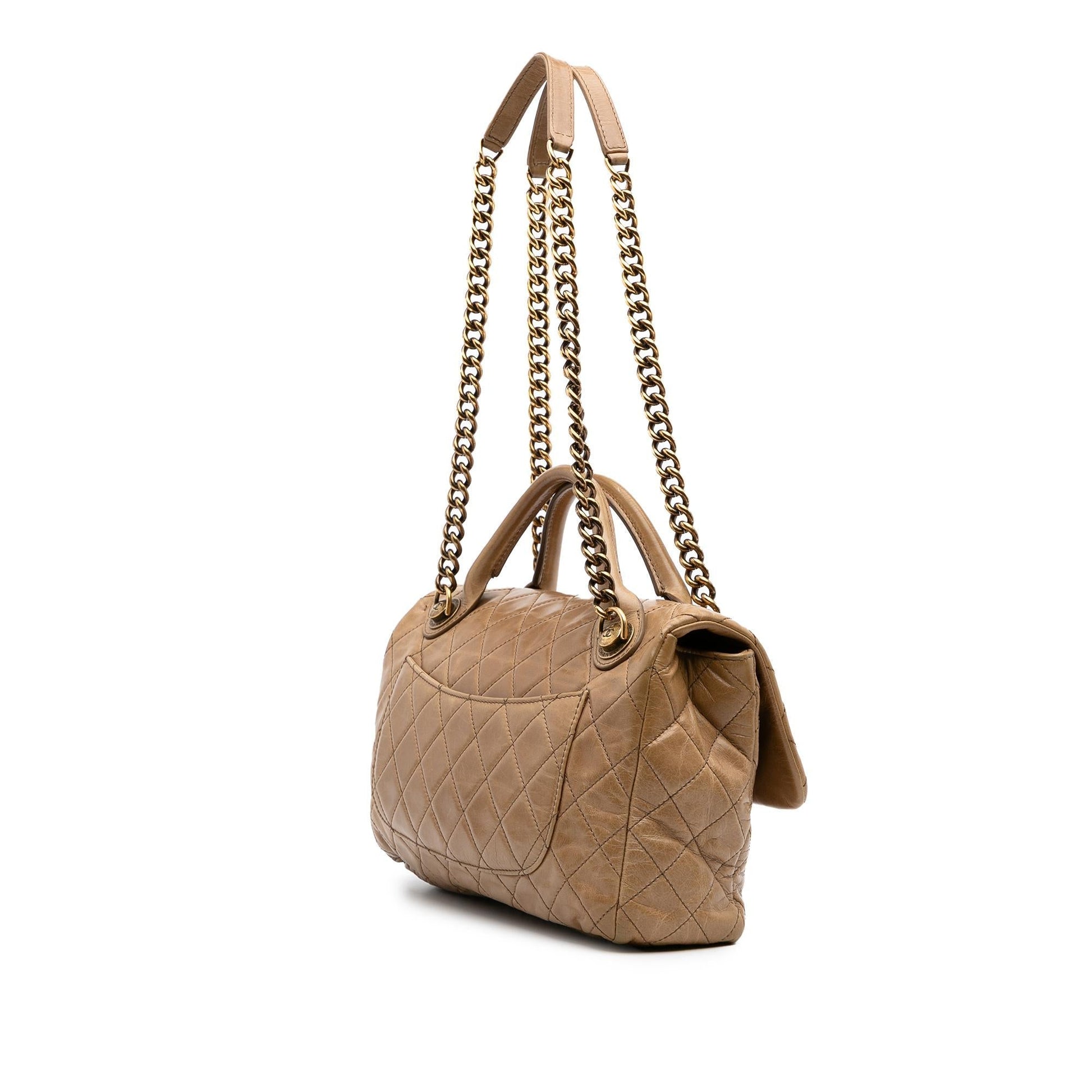 Chanel Glazed Calfskin Castle Rock Top Handle Handbag