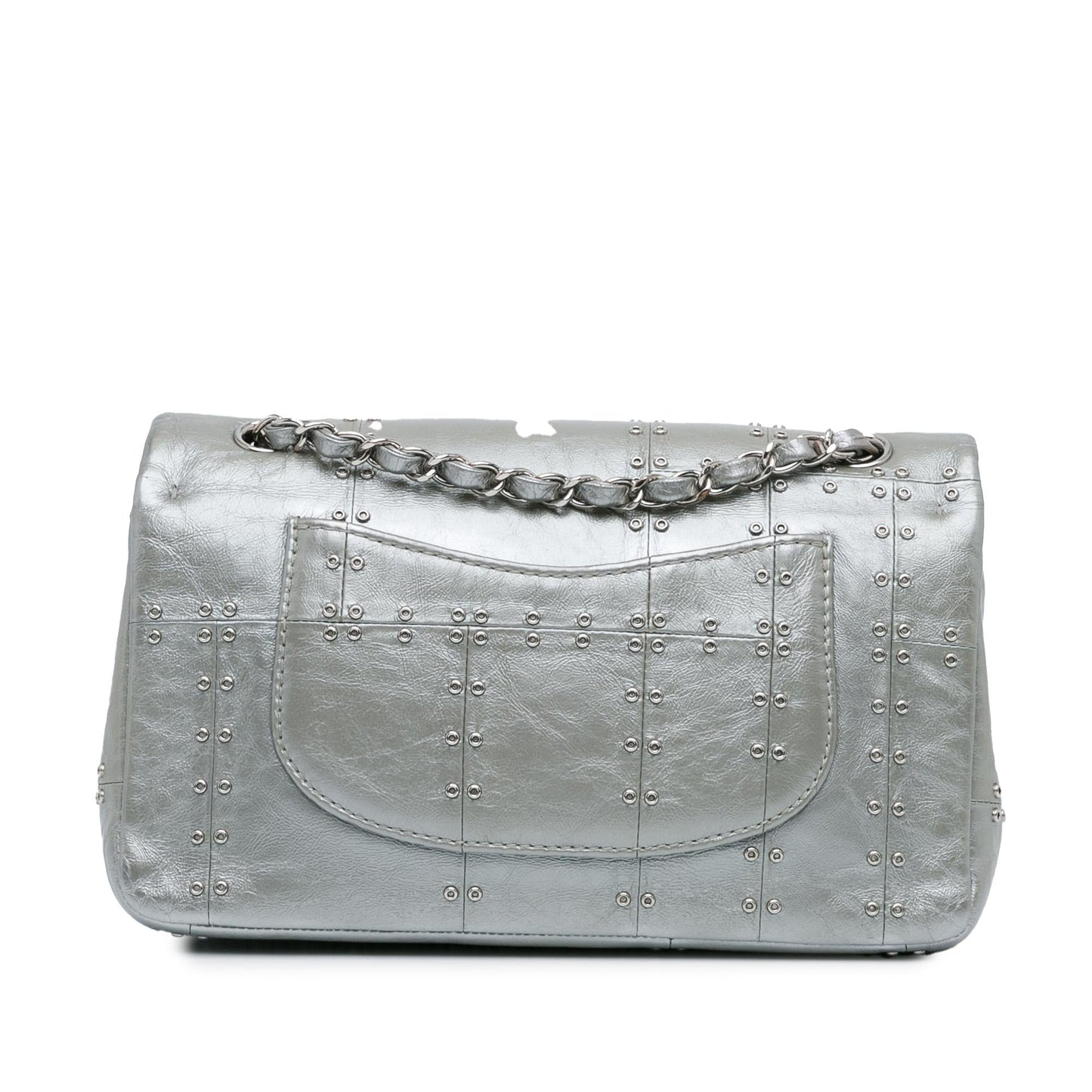 Chanel Glazed Calfskin Grommet Embellished Airline Double Handbag