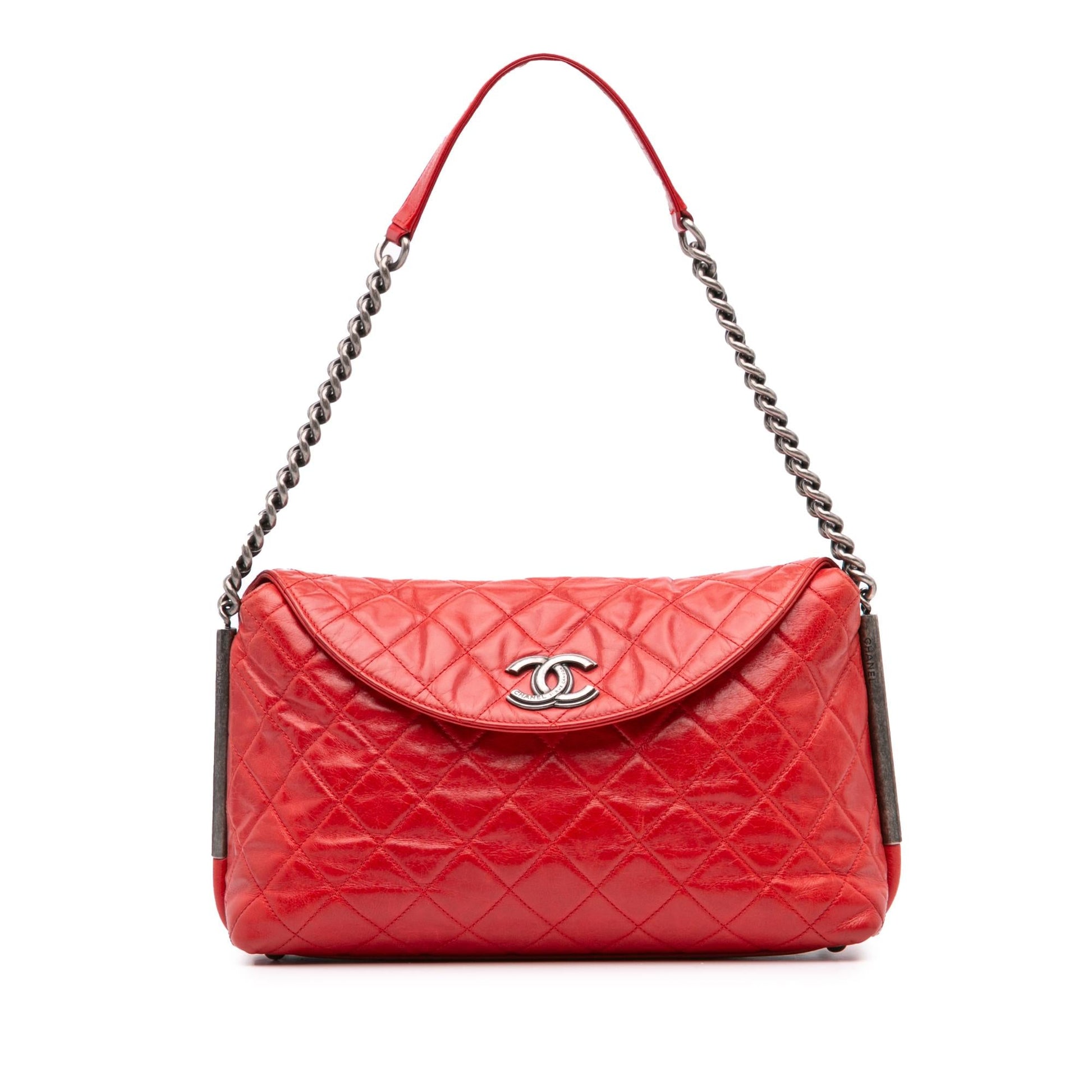 Chanel Glazed Calfskin Stitch It Fold Over Handbag Flap 1