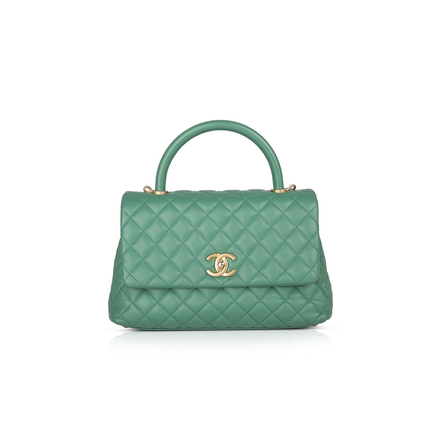 Chanel Caviar Coco Handle Green Travel Bag