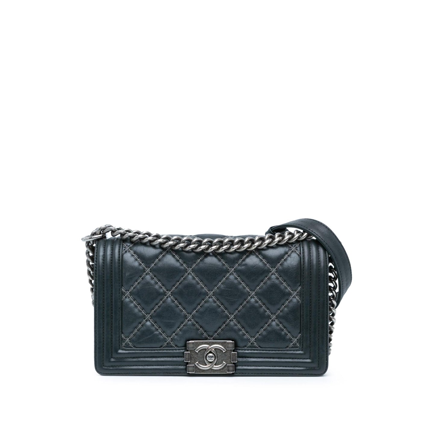 Chanel Iridescent Calfskin Double Stitch Boy Flap Handbag