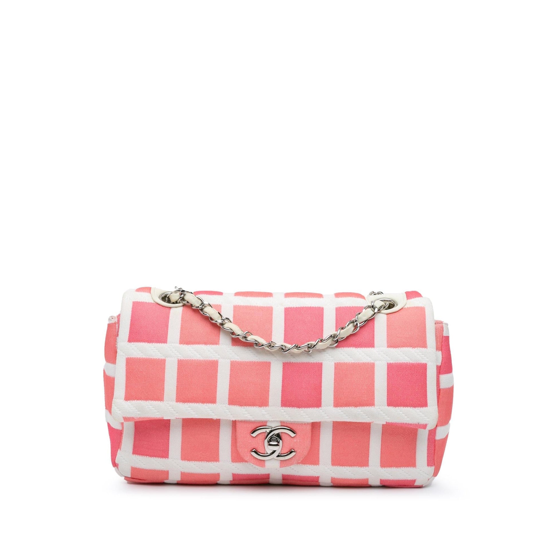 Chanel Jersey Grid Single Flap Handbag
