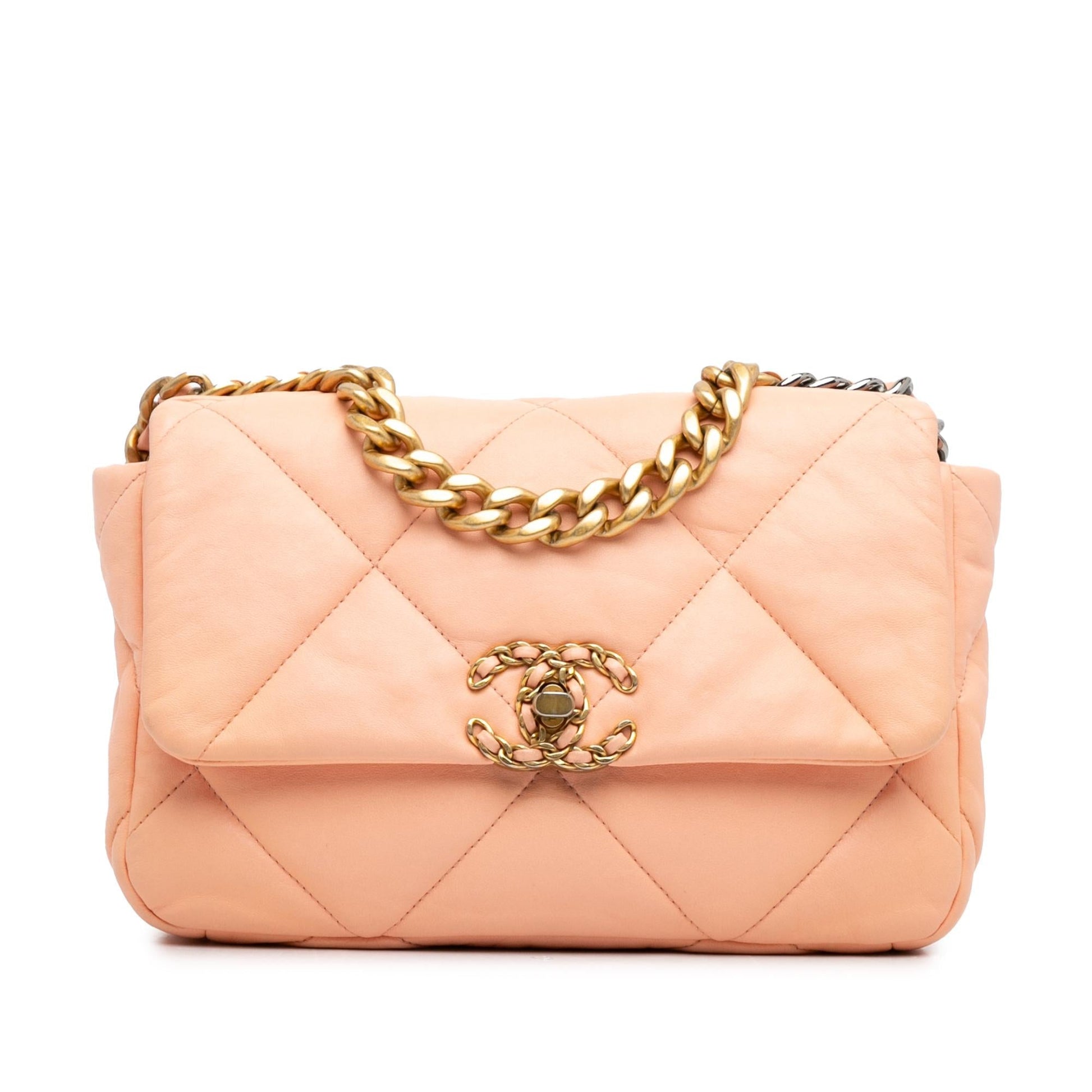 Chanel Lambskin 19 Flap Handbag Shg Wwowud
