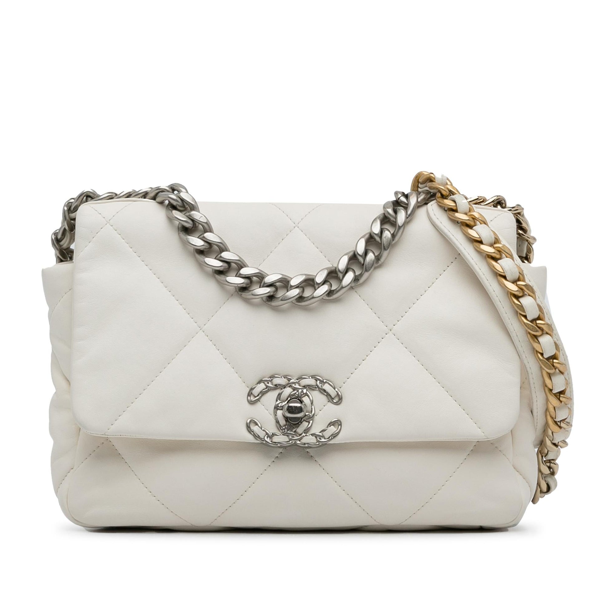 Chanel Lambskin 19 Flap Handbag Shg Aekgrk