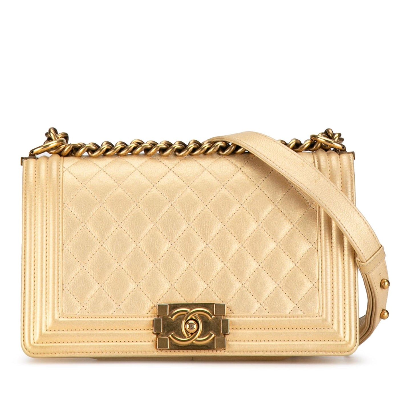 Chanel Medium Lambskin Boy Flap (Shg-Dlblun) Bag
