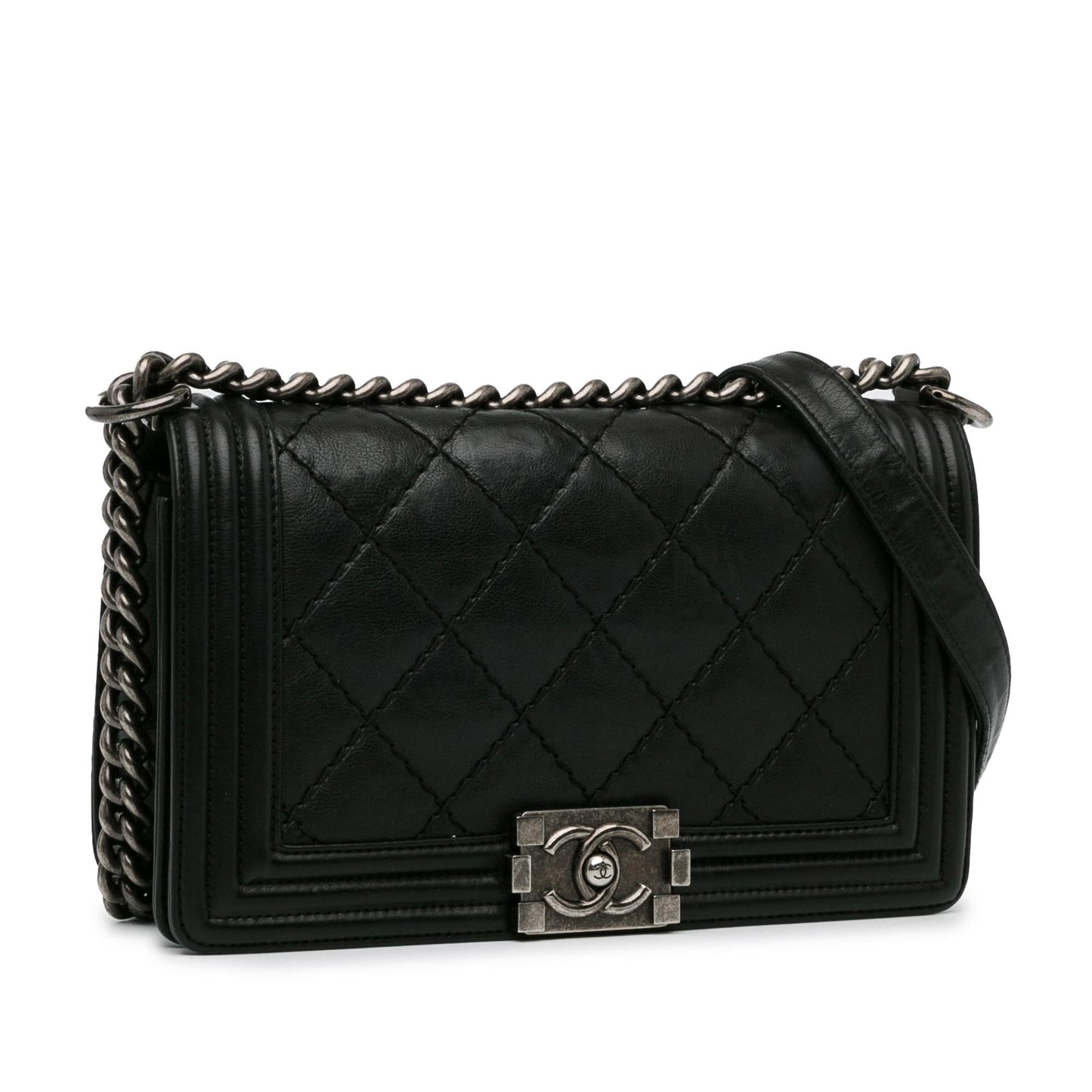Chanel Medium Lambskin Stitch It Boy Flap (Shg-Qrnhc7) Bag