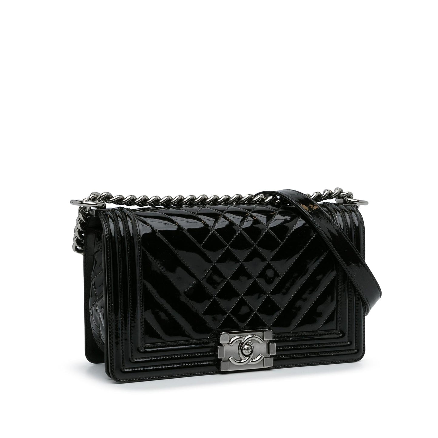 Chanel Patent Chevron Boy Flap SHG-vpSXfu Handbag