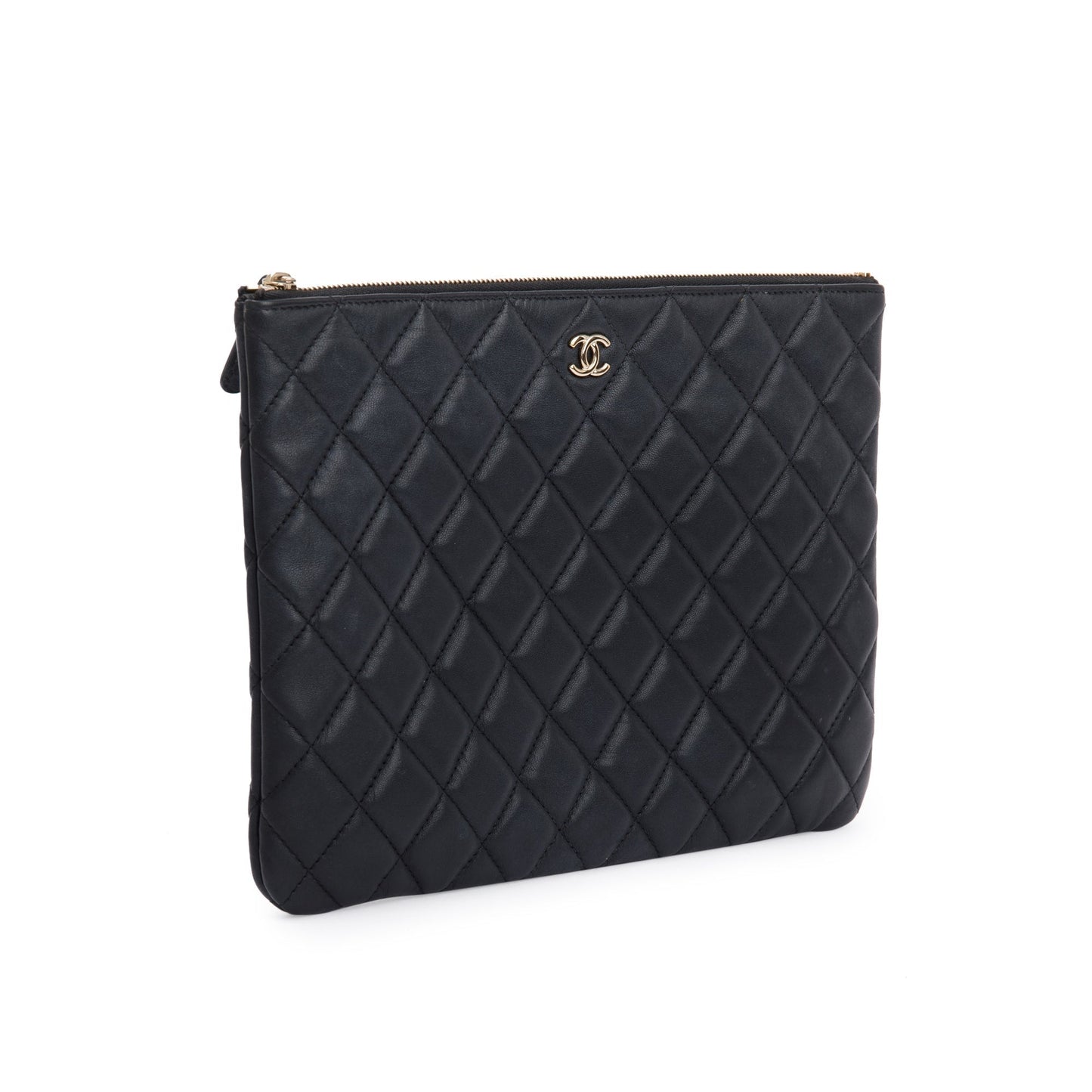 Chanel Quilted O Leather Lambskin Black Travel Bag