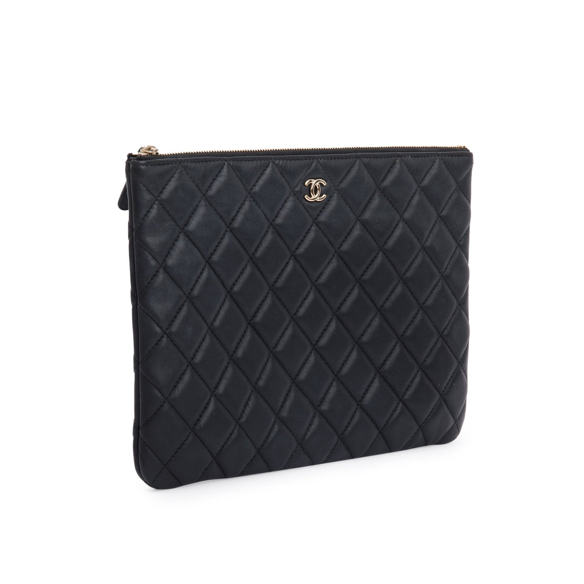 Chanel Quilted O Leather Lambskin Black Travel Bag