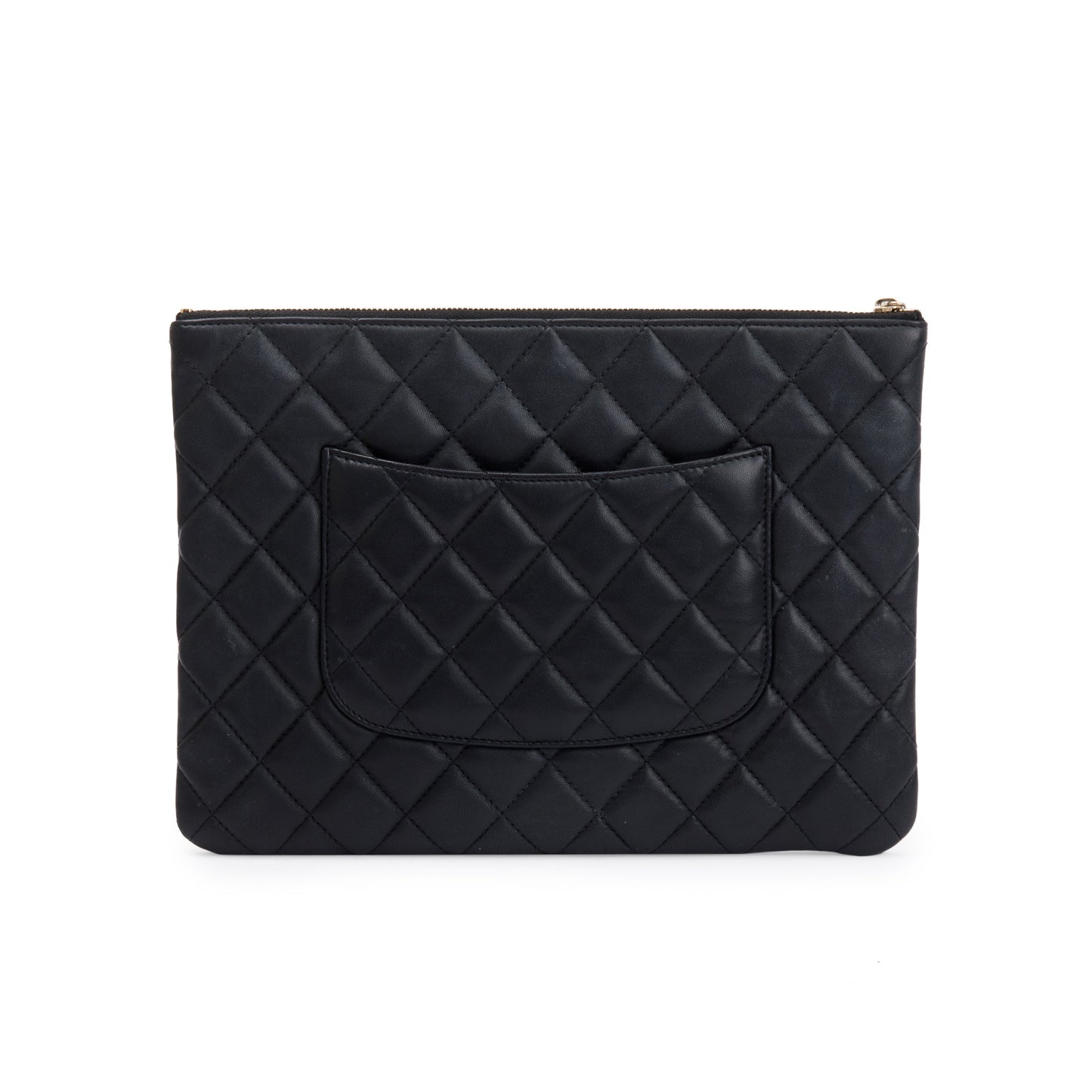 Chanel Quilted O Leather Lambskin Black Travel Bag