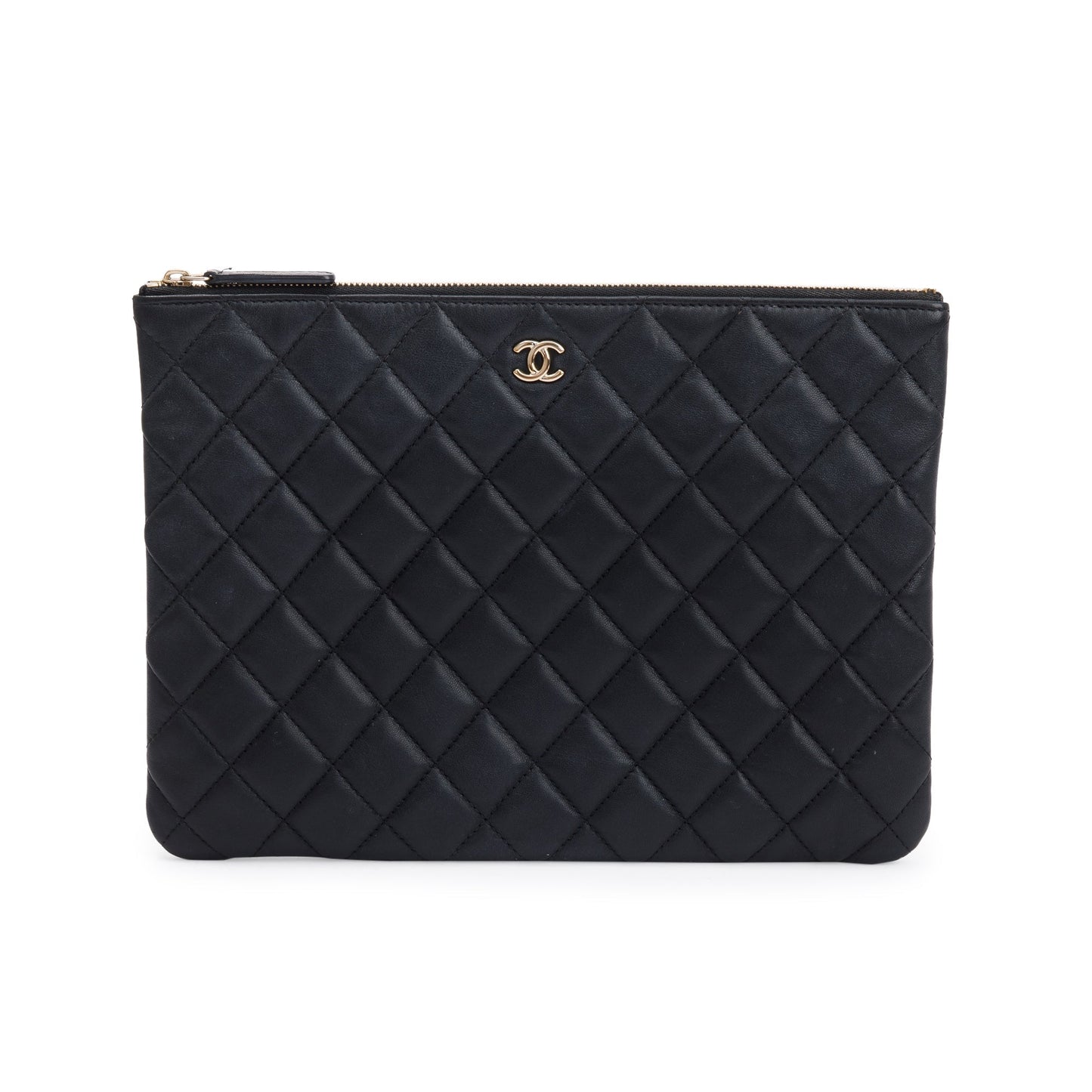 Chanel Quilted O Leather Lambskin Black Travel Bag