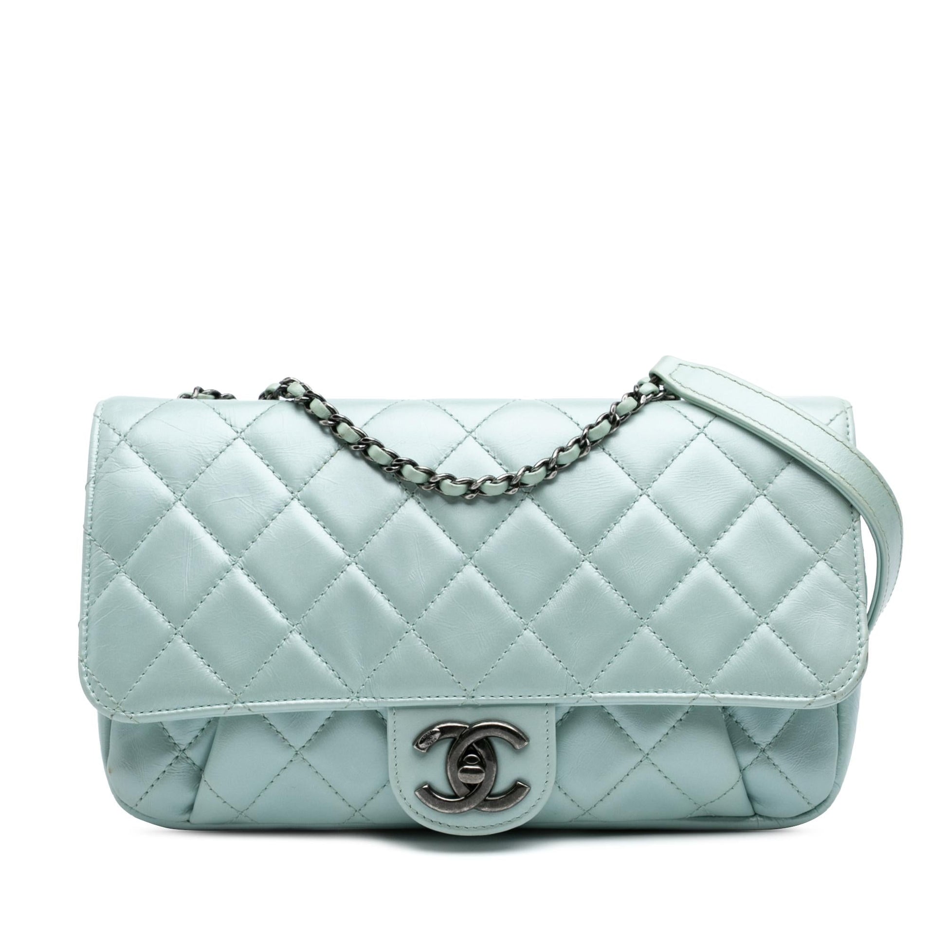 Chanel Quilted Calfskin Coco Pleats Flap Handbag Chain Flap
