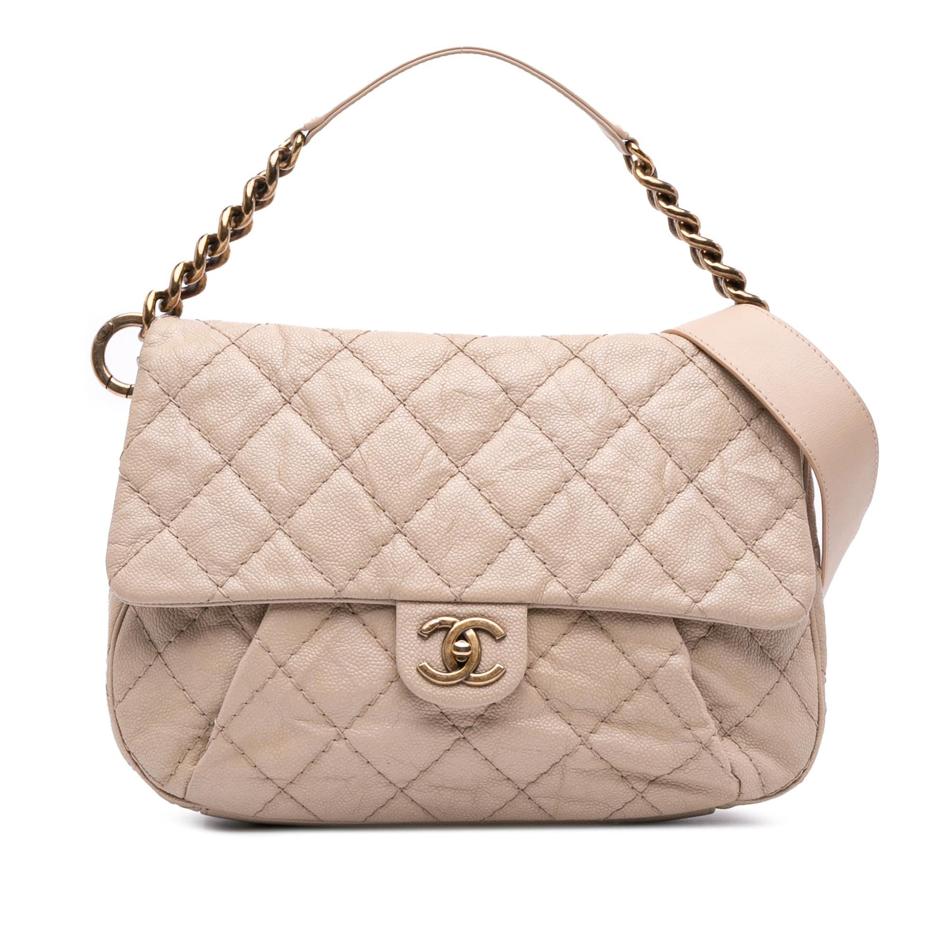 Chanel Quilted Caviar Coco Pleats Messenger Flap Messenger Bag