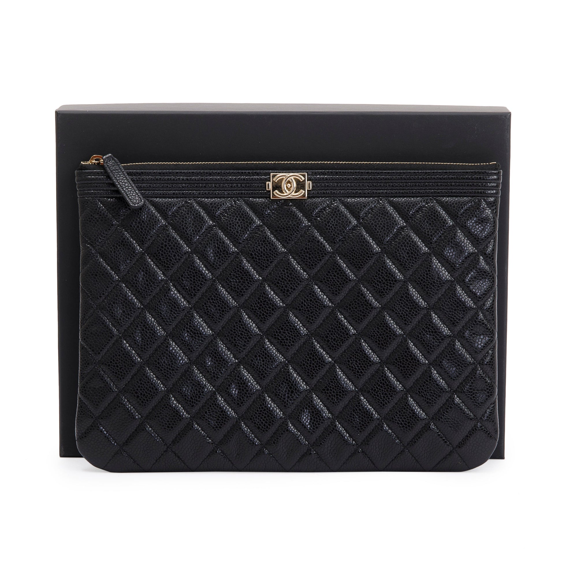 Chanel Quilted Caviar Boy O Leather Travel Bag
