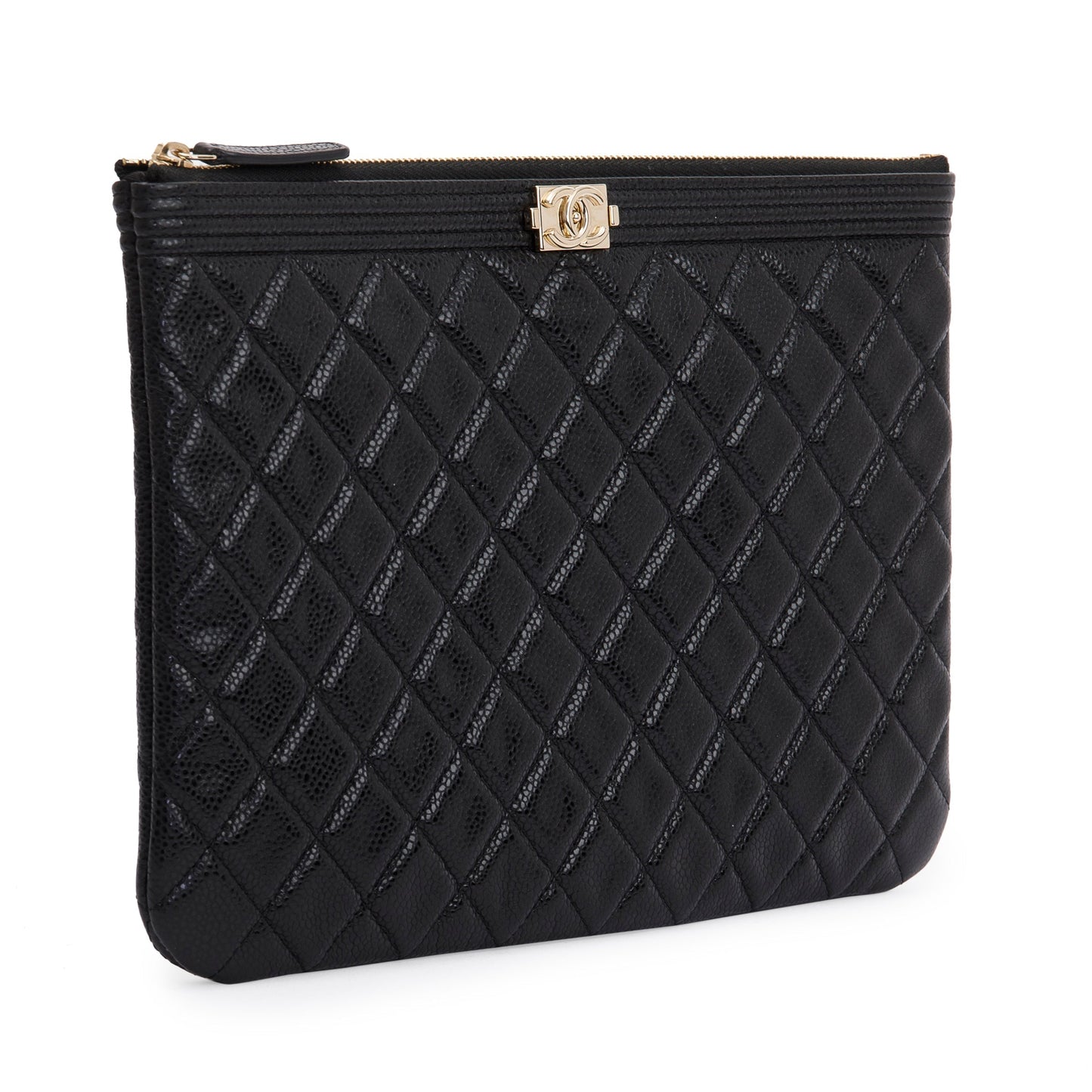 Chanel Quilted Caviar Boy O Leather Travel Bag