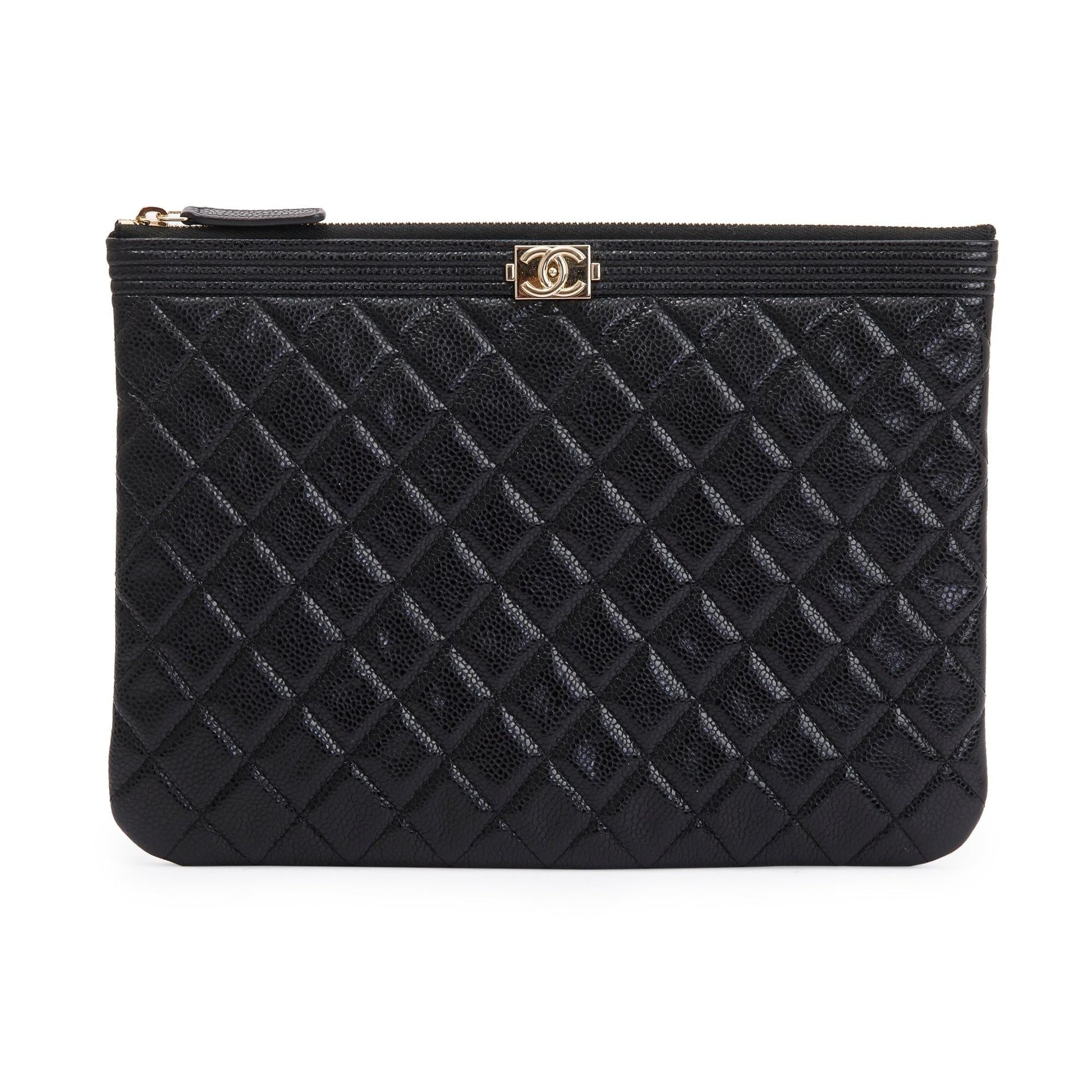 Chanel Quilted Caviar Boy O Leather Travel Bag