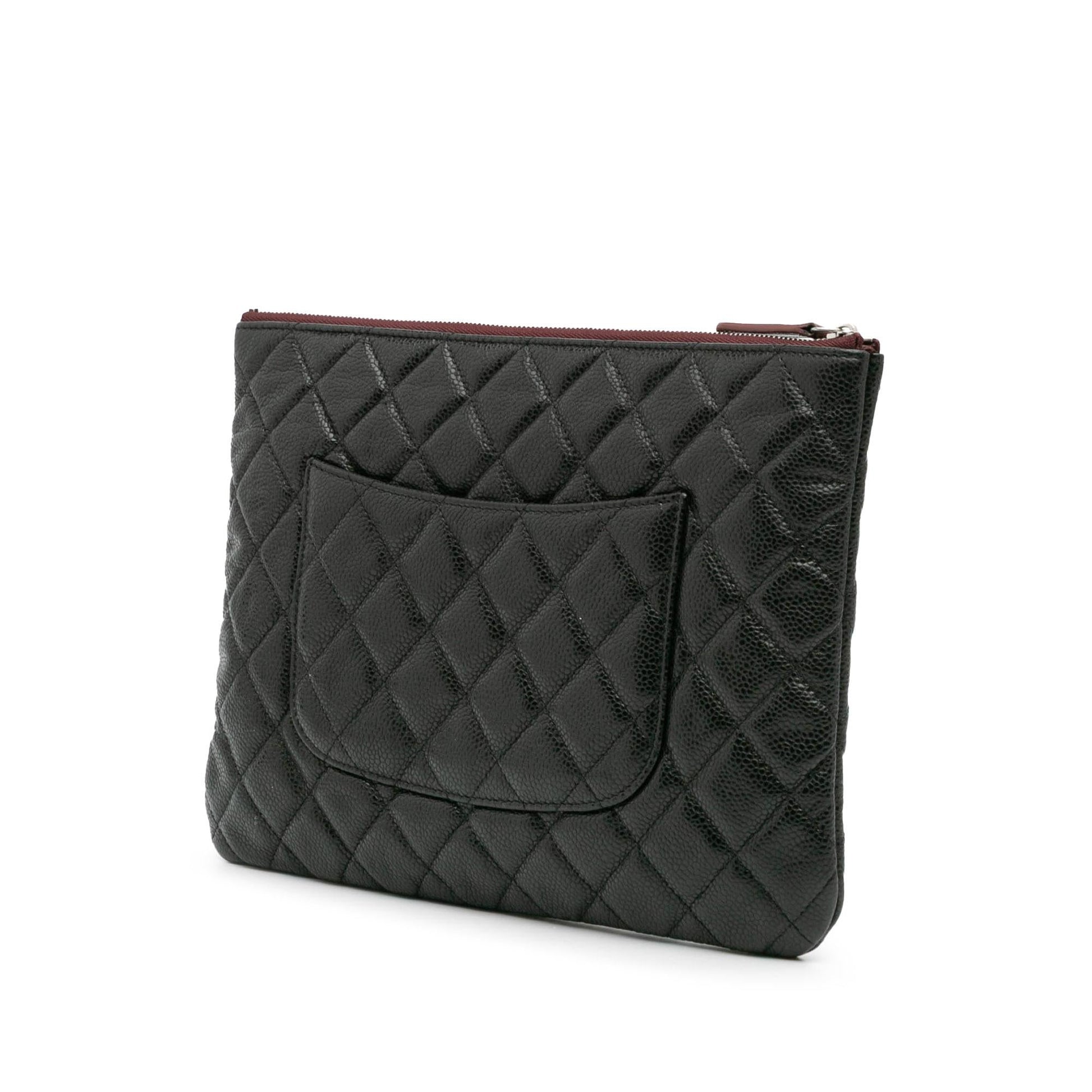 Chanel Quilted Caviar O Clutch Bag