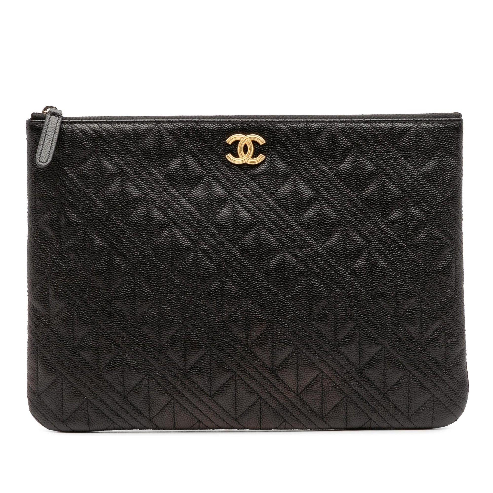 Chanel Quilted Caviar O Clutch Bag Clutch 1