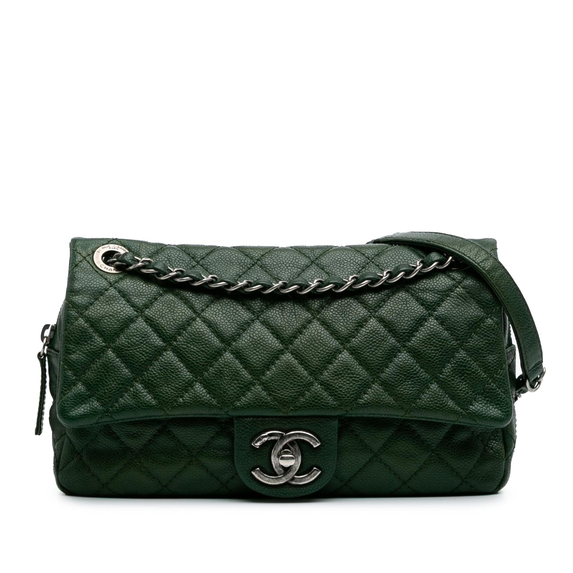 Chanel Quilted Iridescent Caviar Easy Flap Handbag Easy Flap