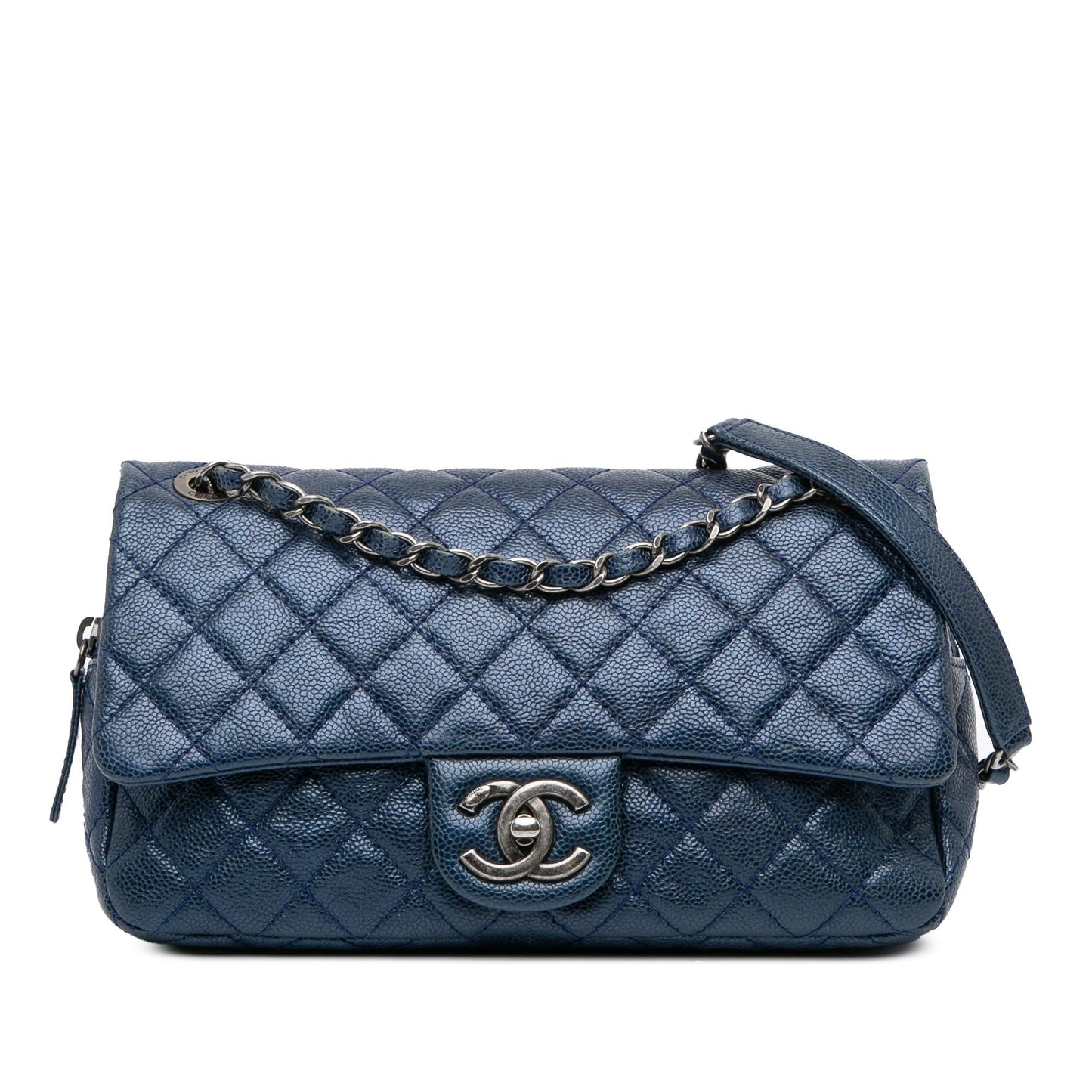 Chanel Quilted Iridescent Caviar Easy Flap Handbag Flap 3