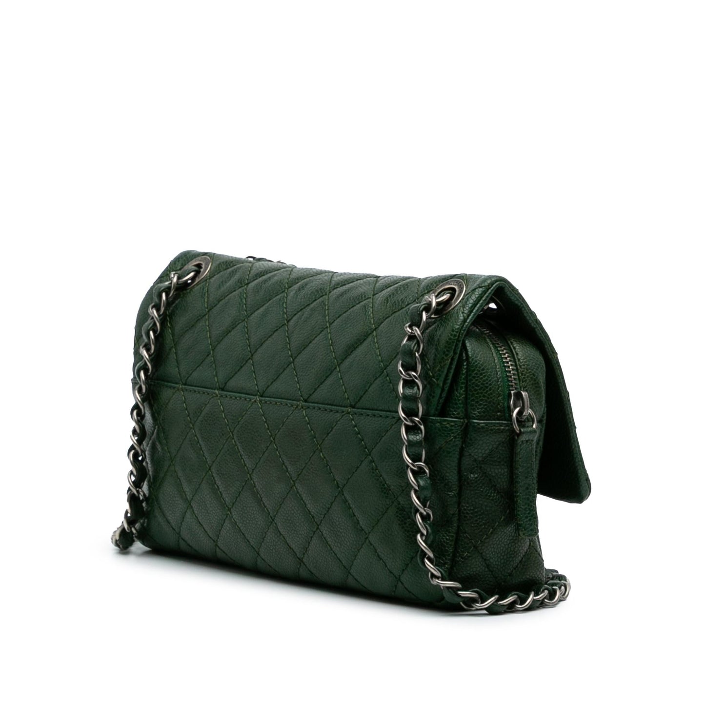 Chanel Quilted Iridescent Caviar Easy Flap Handbag Flap 2