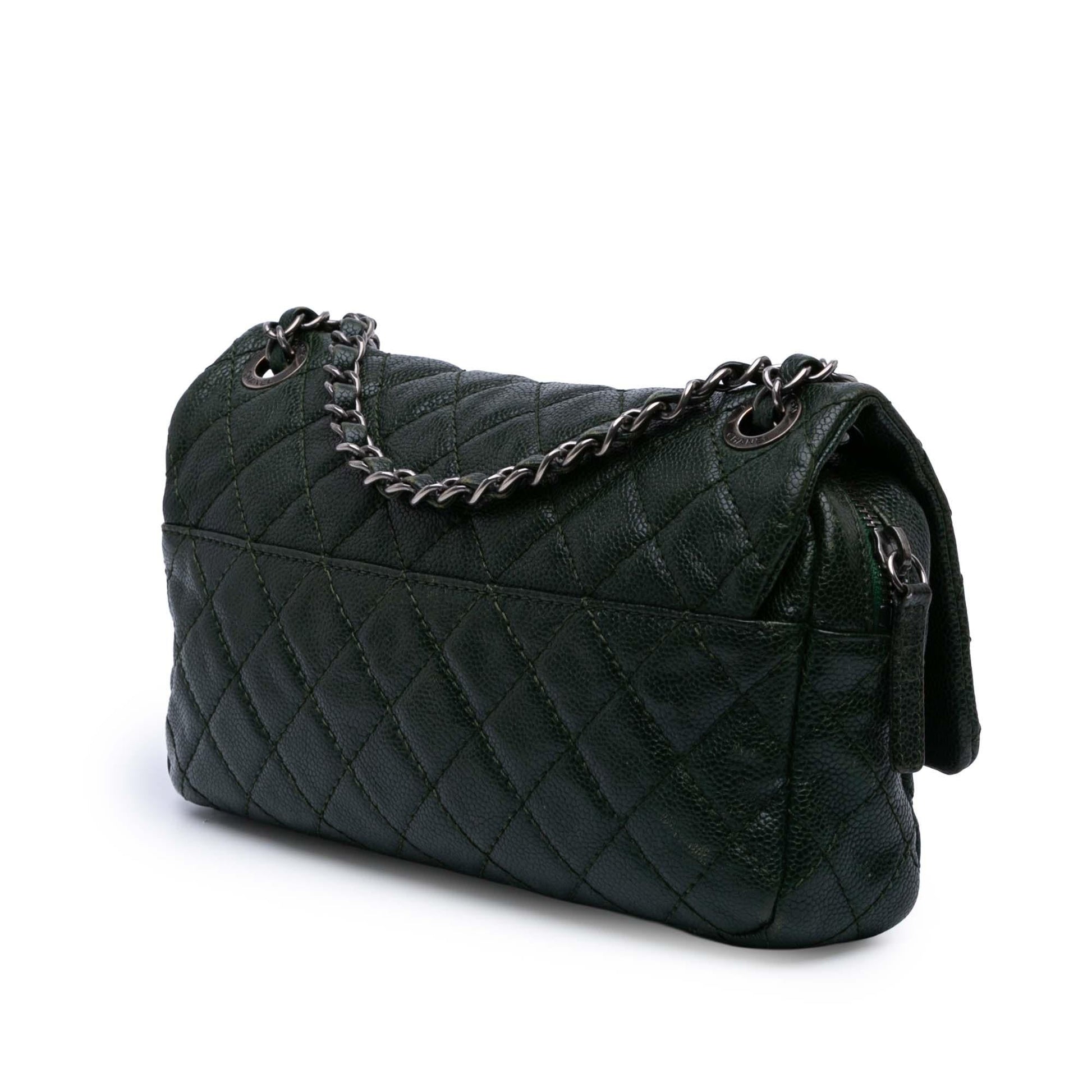 Chanel Quilted Iridescent Caviar Easy Flap Handbag Flap 4
