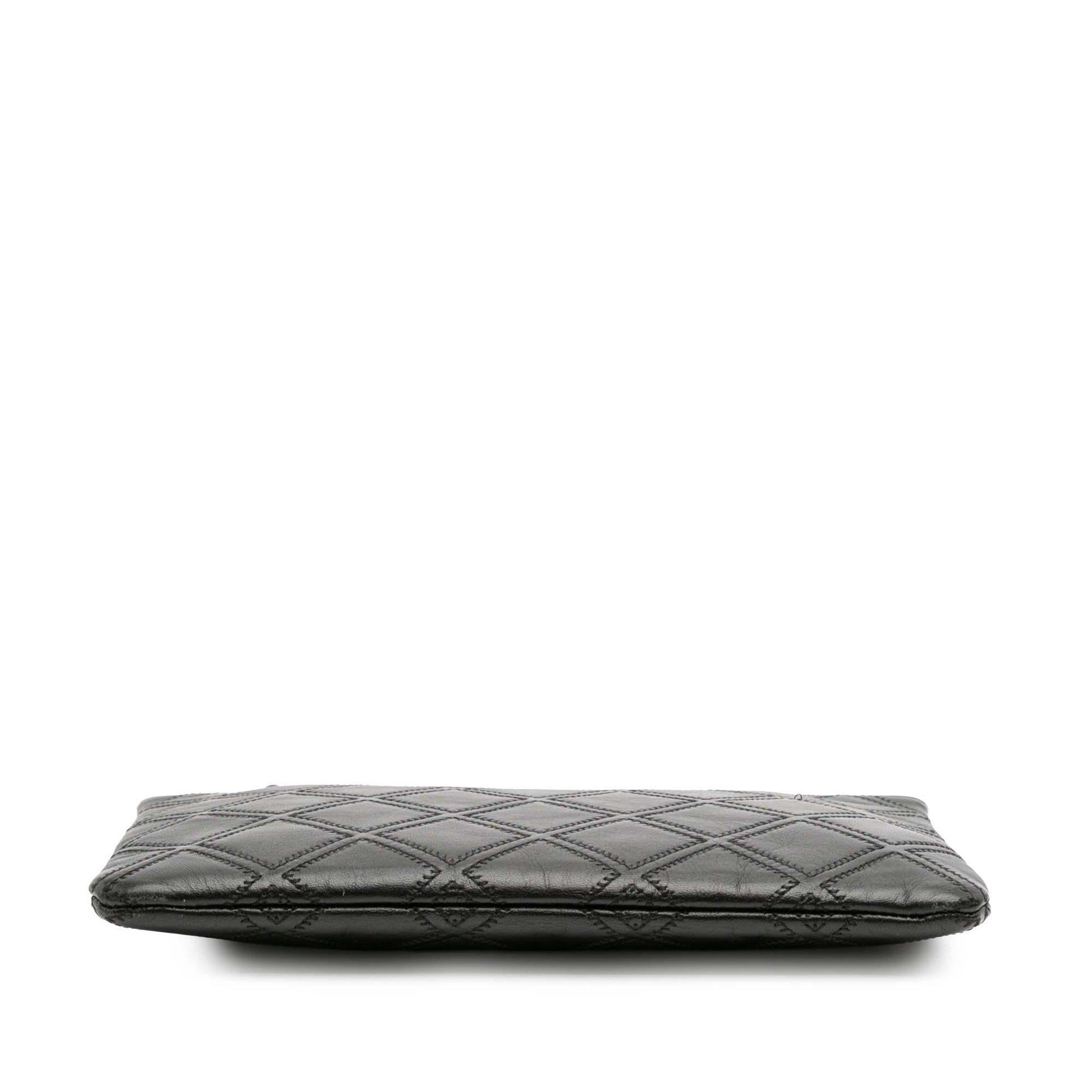 Chanel Quilted Lambskin Double Stitch Tassel O Clutch Bag
