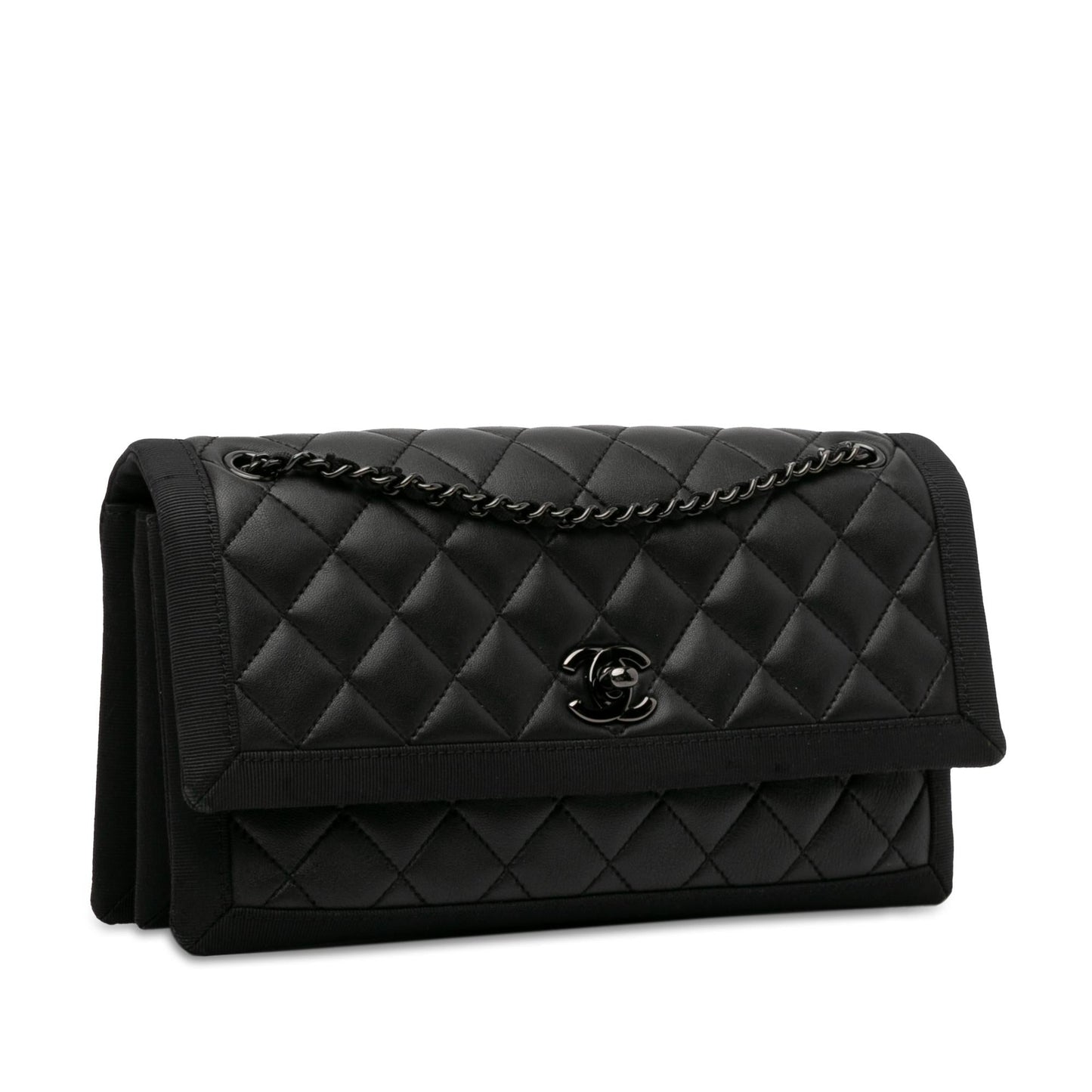 Chanel Medium Quilted Lambskin Grosgrain Two Tone Flap (Shg-Igkksy) Bag