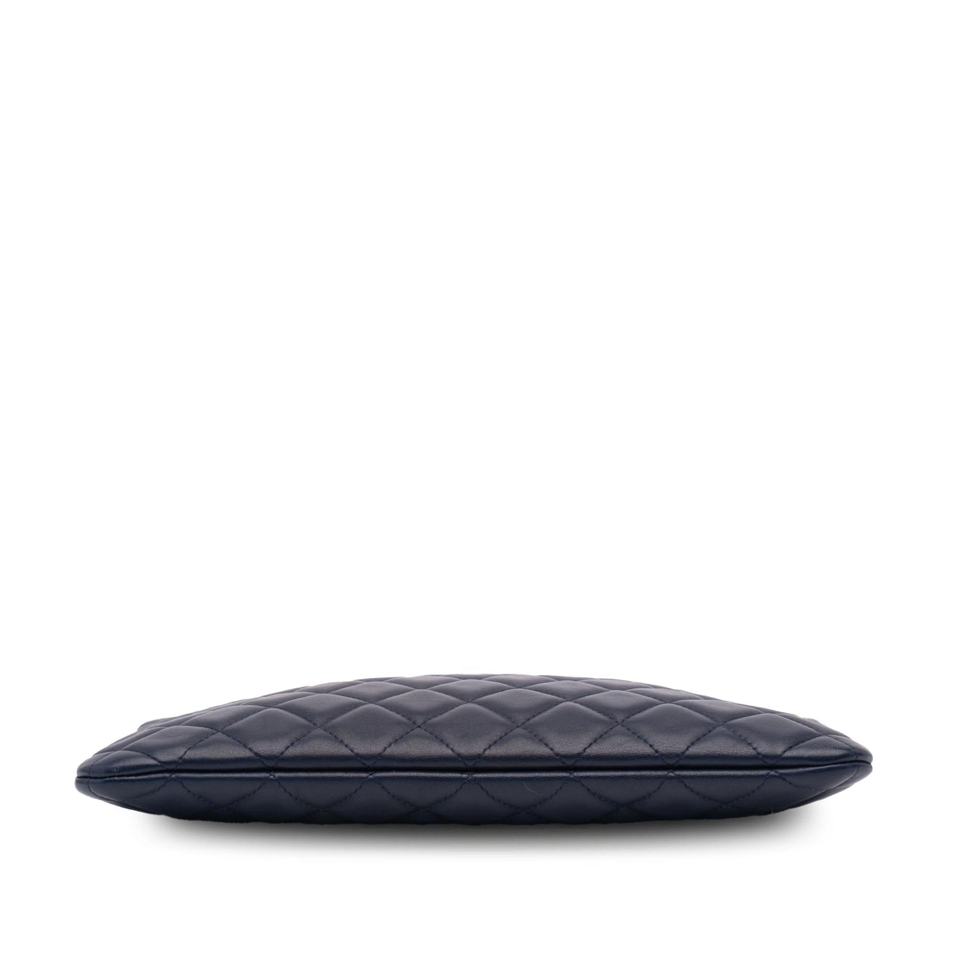 Chanel Quilted Lambskin O Clutch Bag Case Clutch