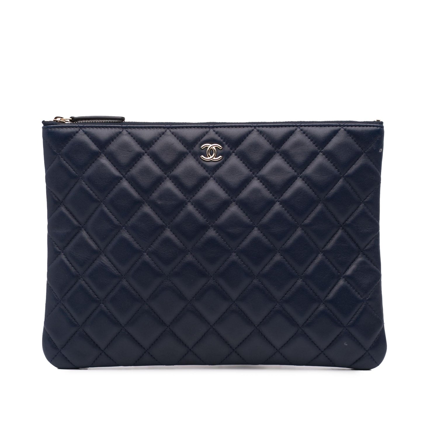 Chanel Quilted Lambskin O Clutch Bag Case Clutch