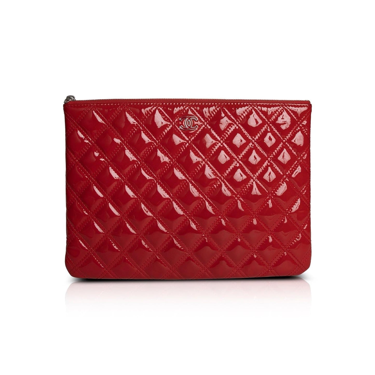 Chanel Quilted Patent O Leather Travel Bag