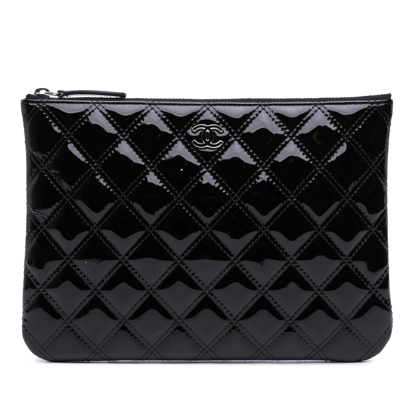 Chanel Quilted Patent O Clutch Bag Case Clutch