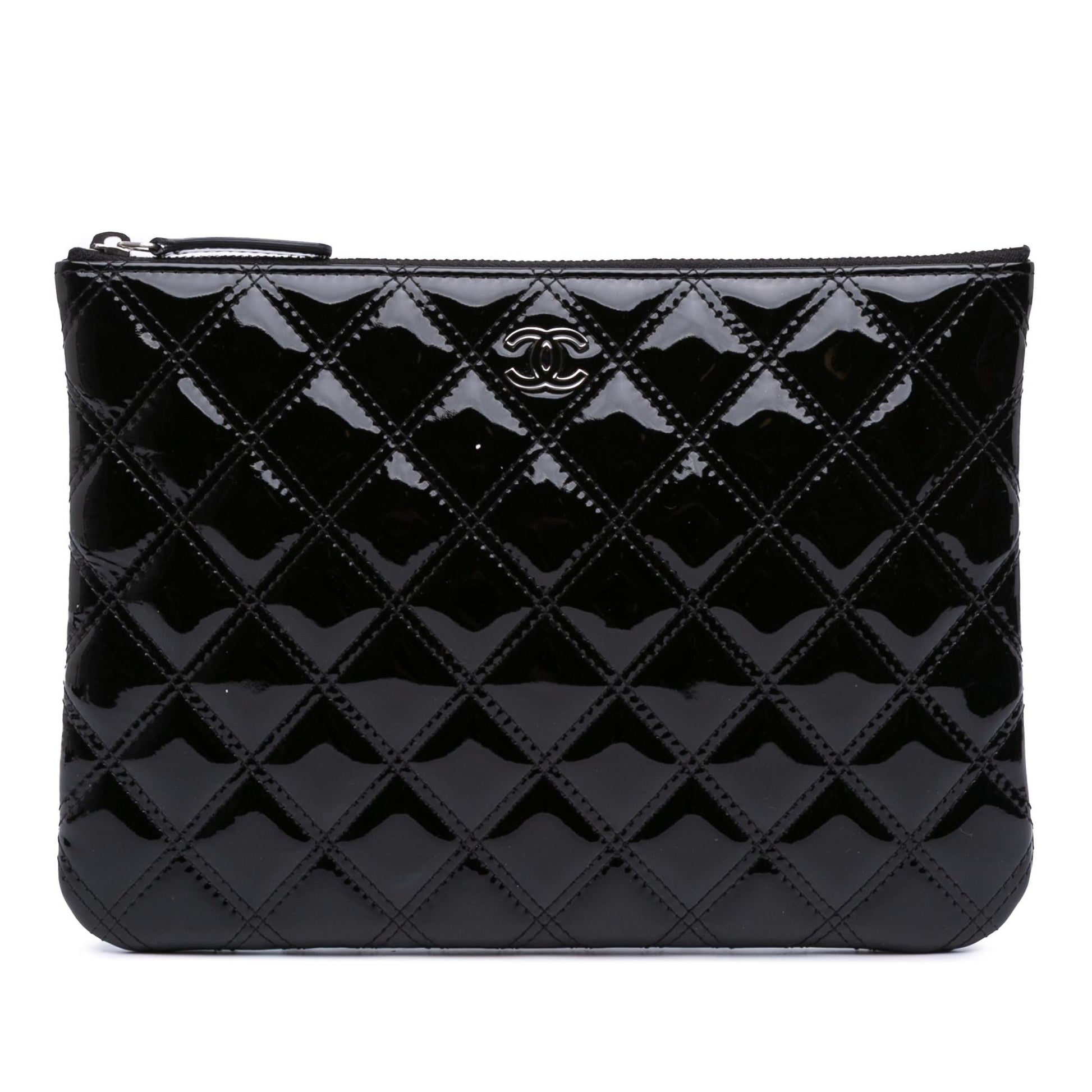 Chanel Quilted Patent O Clutch Bag Case Clutch