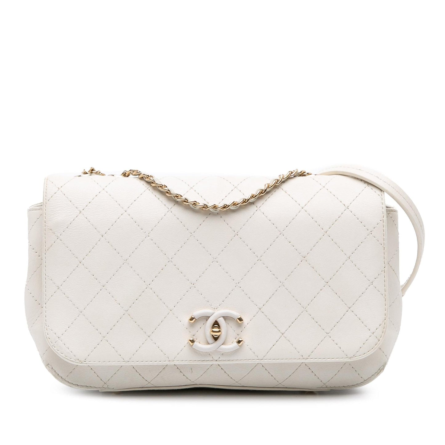 Chanel Stitched Calfskin Covered CC Flap Handbag