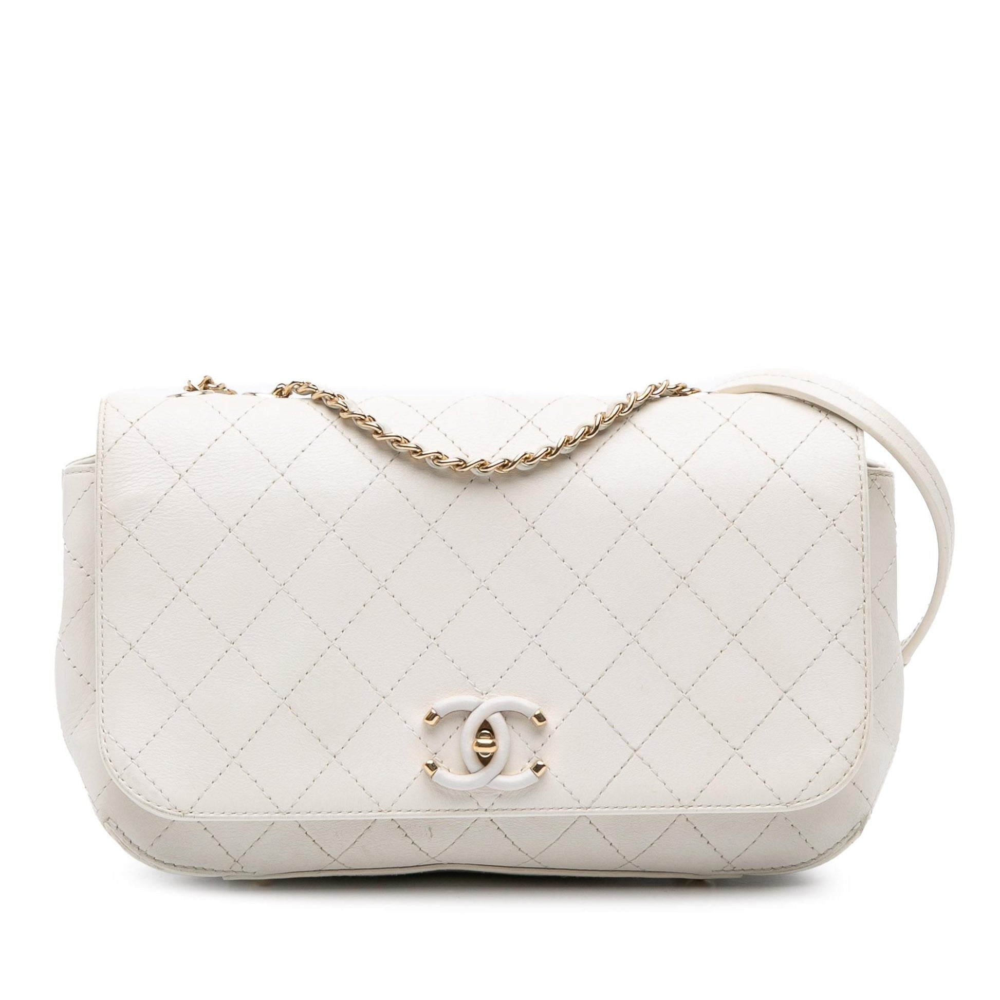 Chanel Stitched Calfskin Covered CC Flap Handbag