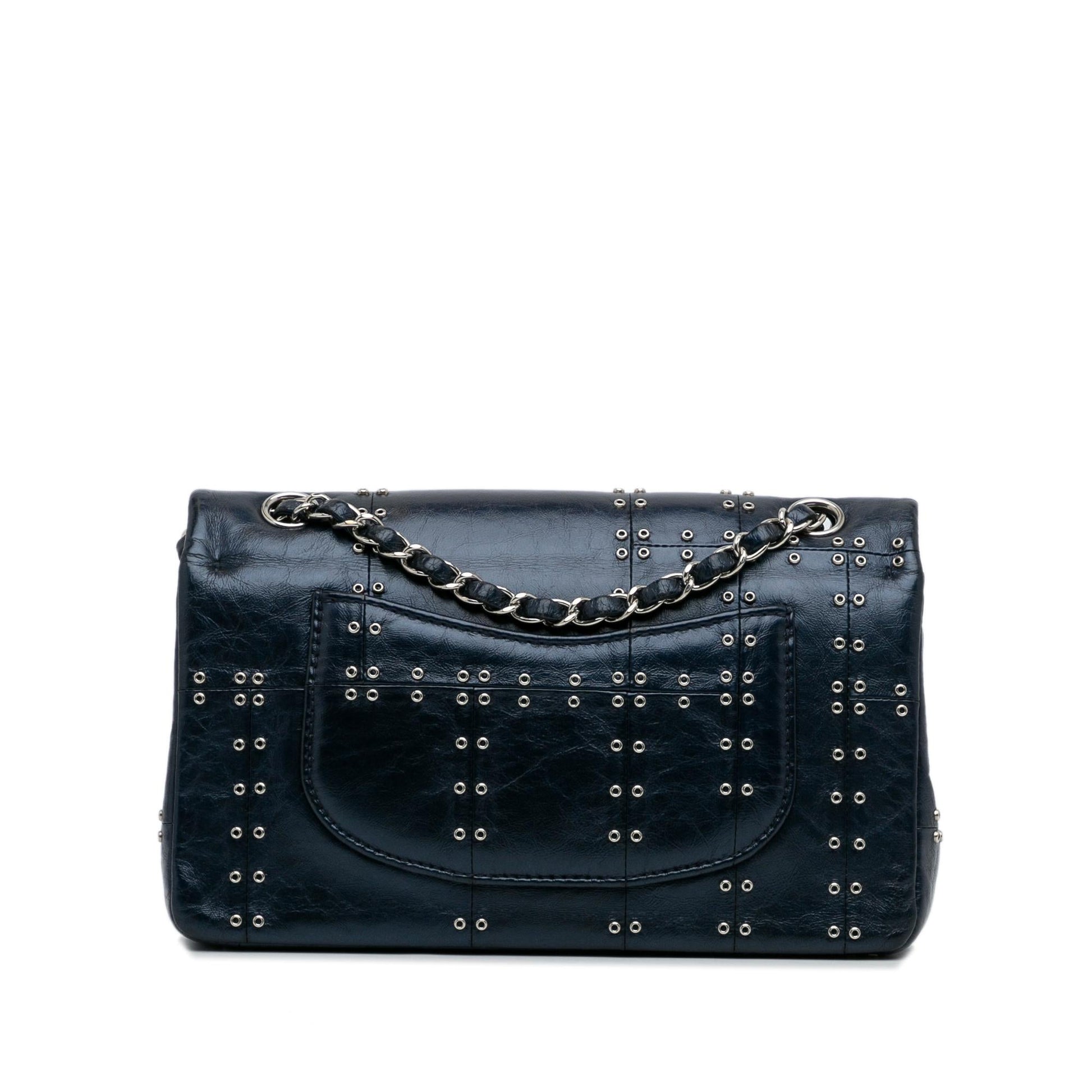 Chanel Studded Airlines Double Flap SHG-MHpqyU Leather Handbag