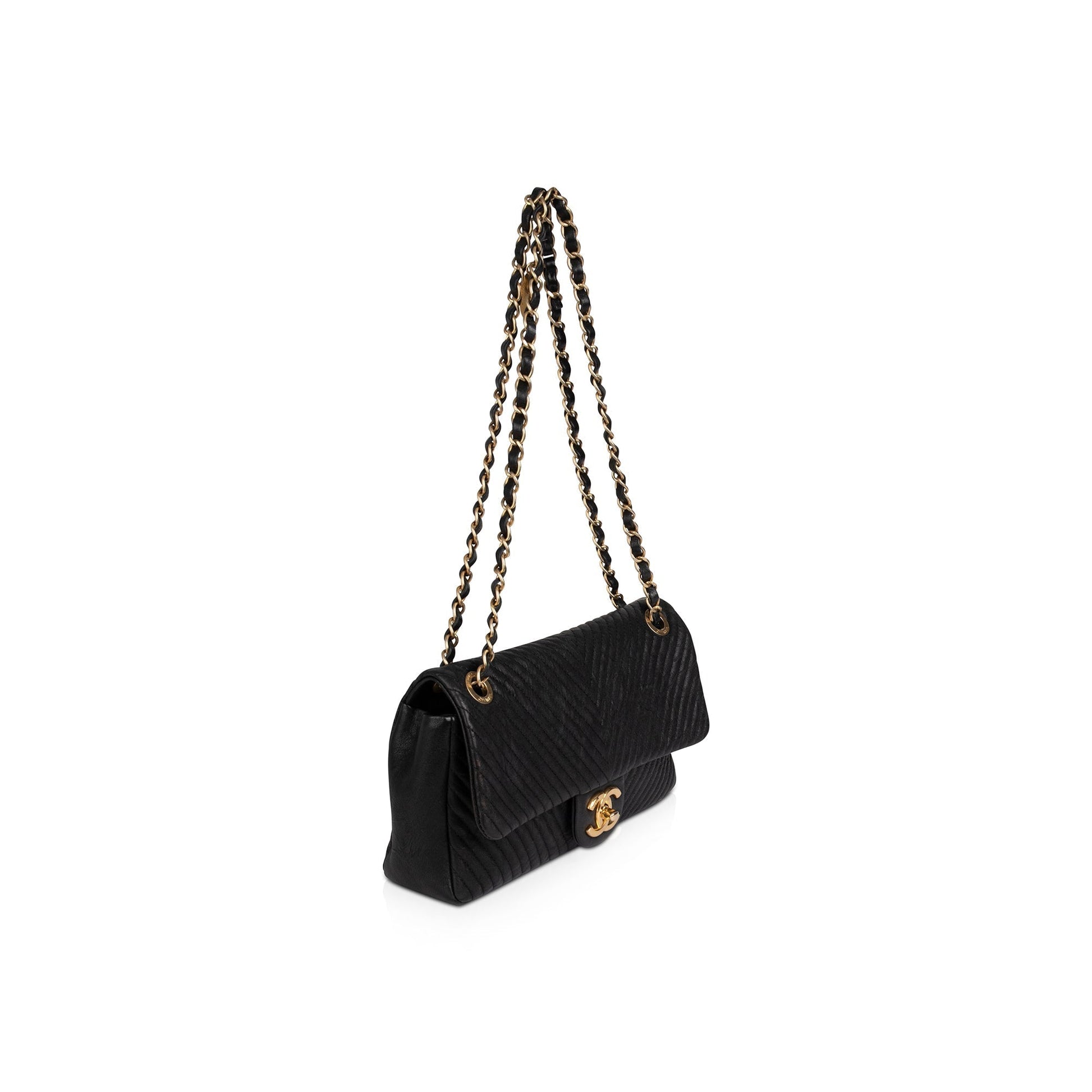 Chanel Surpique Chevron Flap Travel Bag