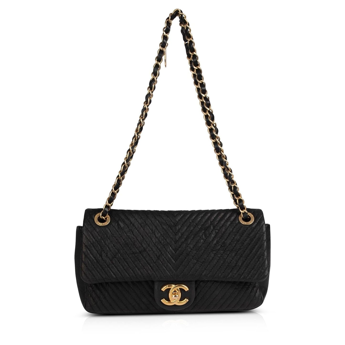Chanel Surpique Chevron Flap Travel Bag
