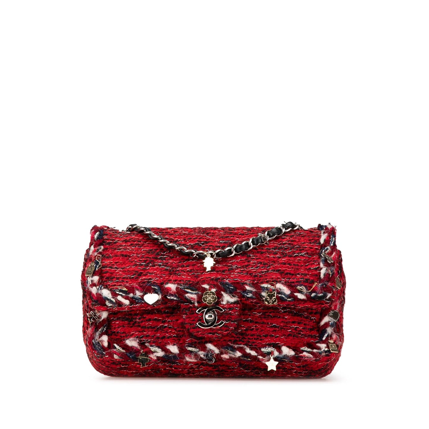 Chanel Tweed Braided Charms Double Flap Key Chain