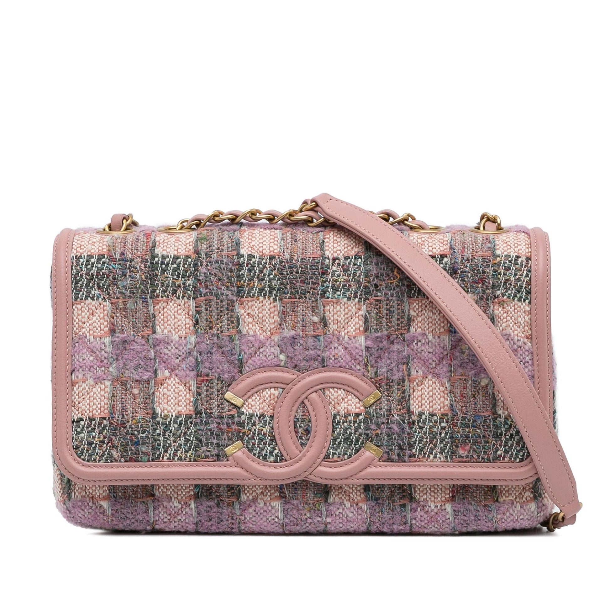 Chanel Tweed Filigree Flap SHG-AvwlCp Handbag