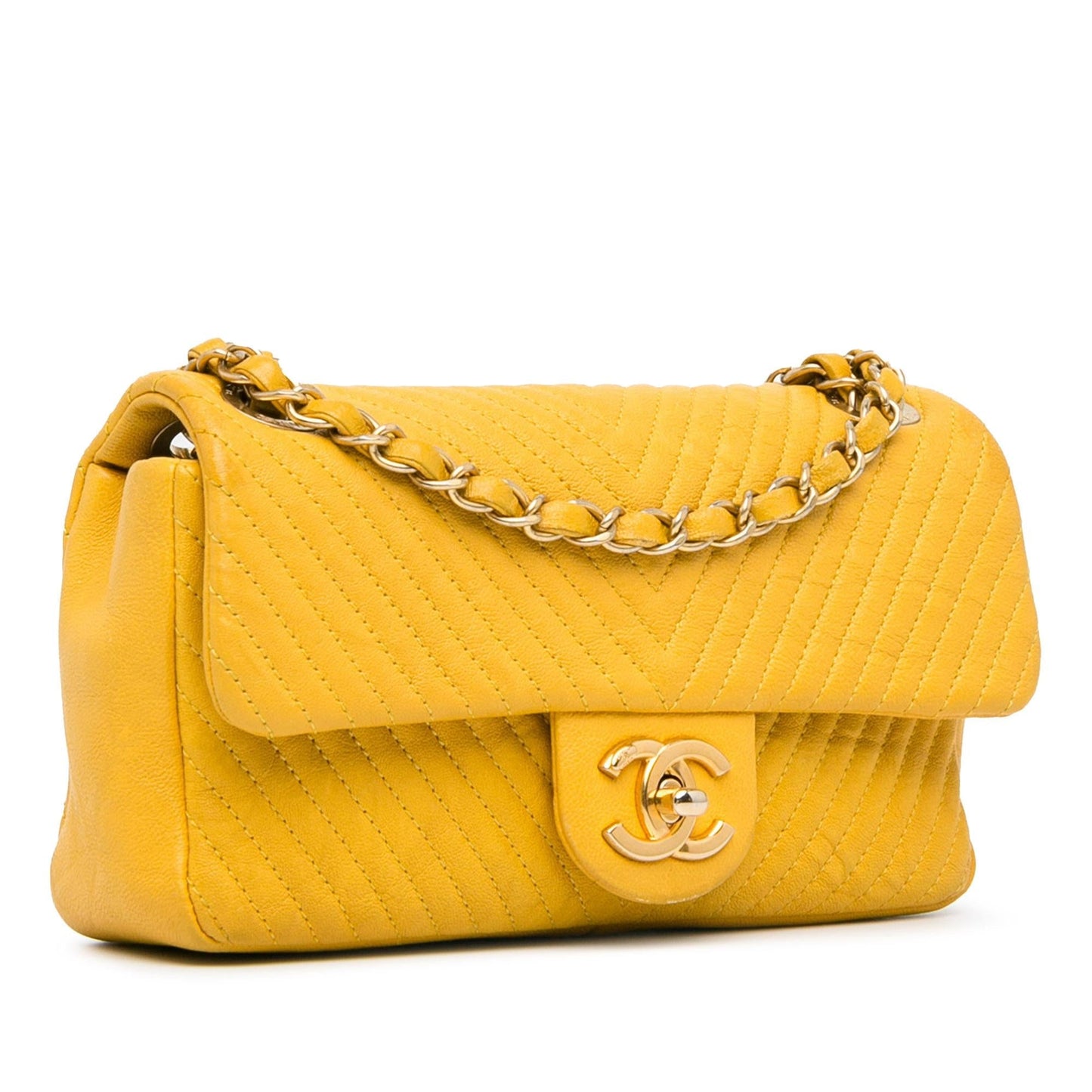 Chanel Wrinkled Calfskin Chevron Medallion Charm Surpique Key Chain