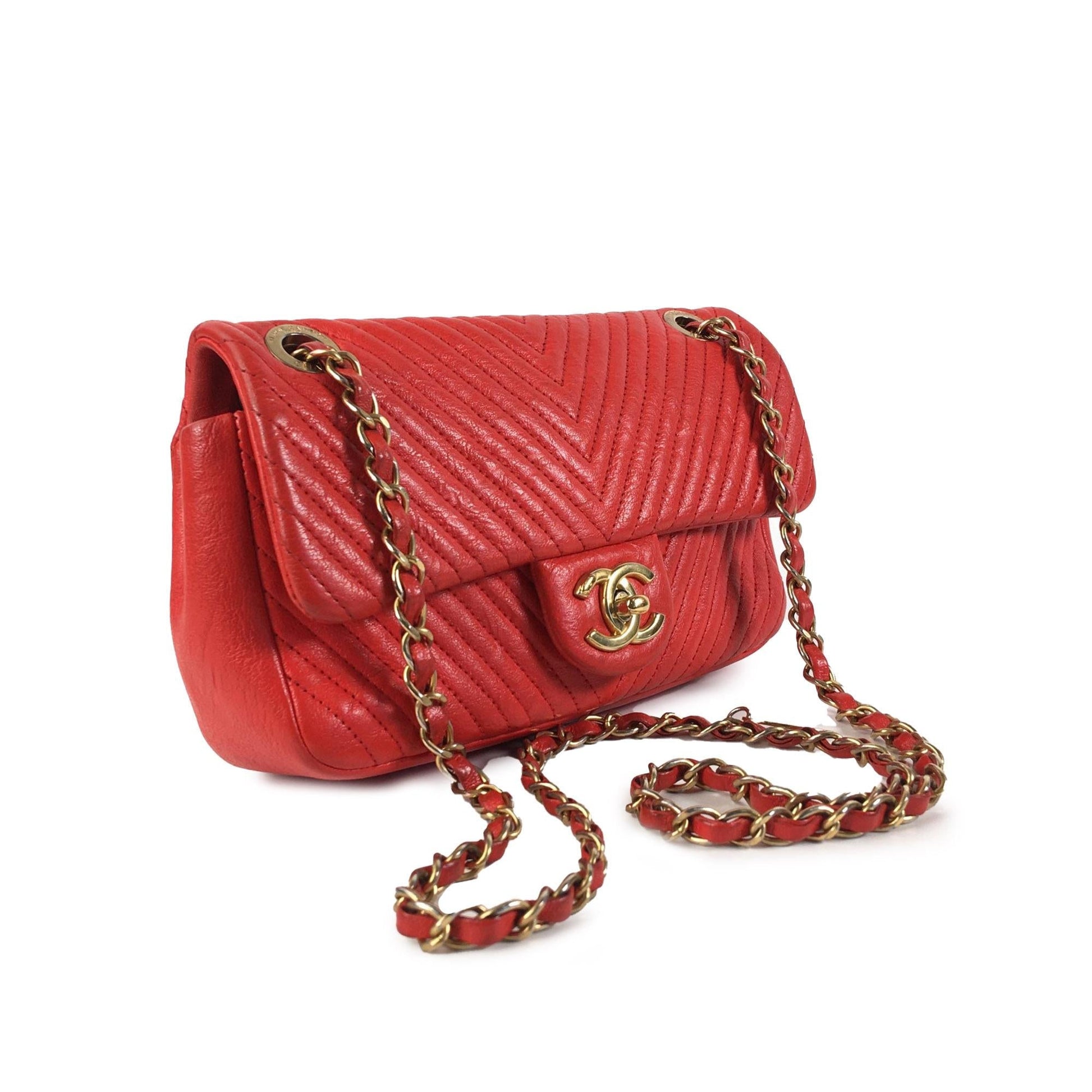 Chanel Wrinkled Calfskin Quilted Chevron Medallion Charm Key Chain